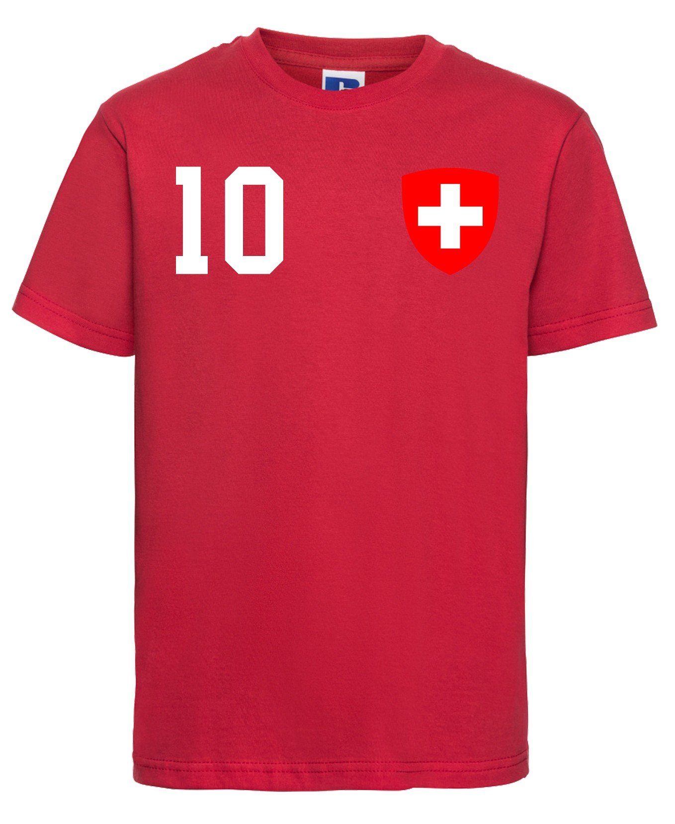 Motiv im Kinder T-Shirt Schweiz mit Designz trendigem Fußball Youth Trikot Look T-Shirt