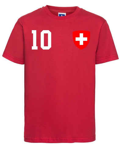Youth Designz T-Shirt »Schweiz Kinder T-Shirt im Fußball Trikot Look« mit trendigem Motiv