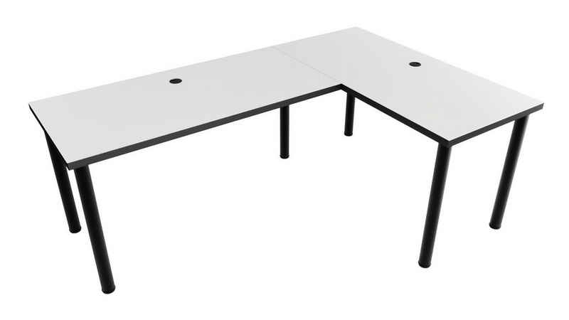 MÖBELSYSTEM Gamingtisch Großer Gaming Schreibtisch, beidseitig montierbar, weiß (Packung, 1 Tisch), Breite 160 cm