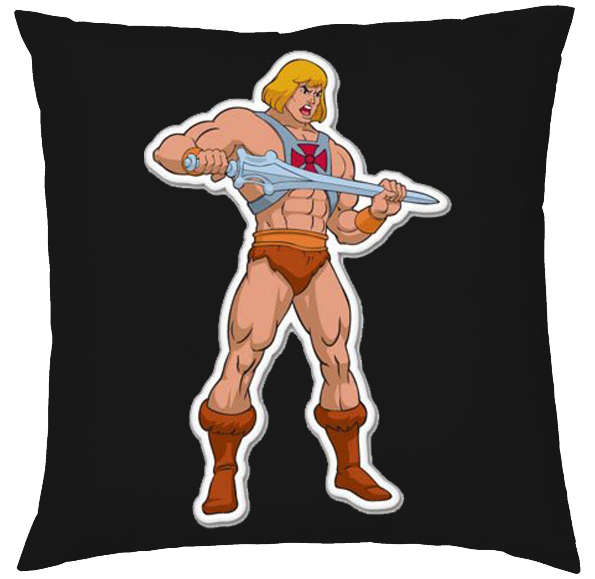 Blondie & Brownie Dekokissen He Man MotU Masters Universe Comic Cartoon, Kissen mit Füllung Schwarz