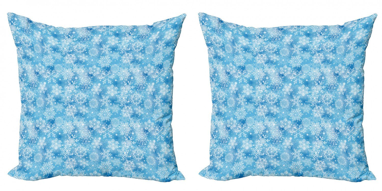 Kissenbezüge Modern Accent Doppelseitiger Digitaldruck, Abakuhaus (2 Stück), Schneeflocke Muster des Winters
