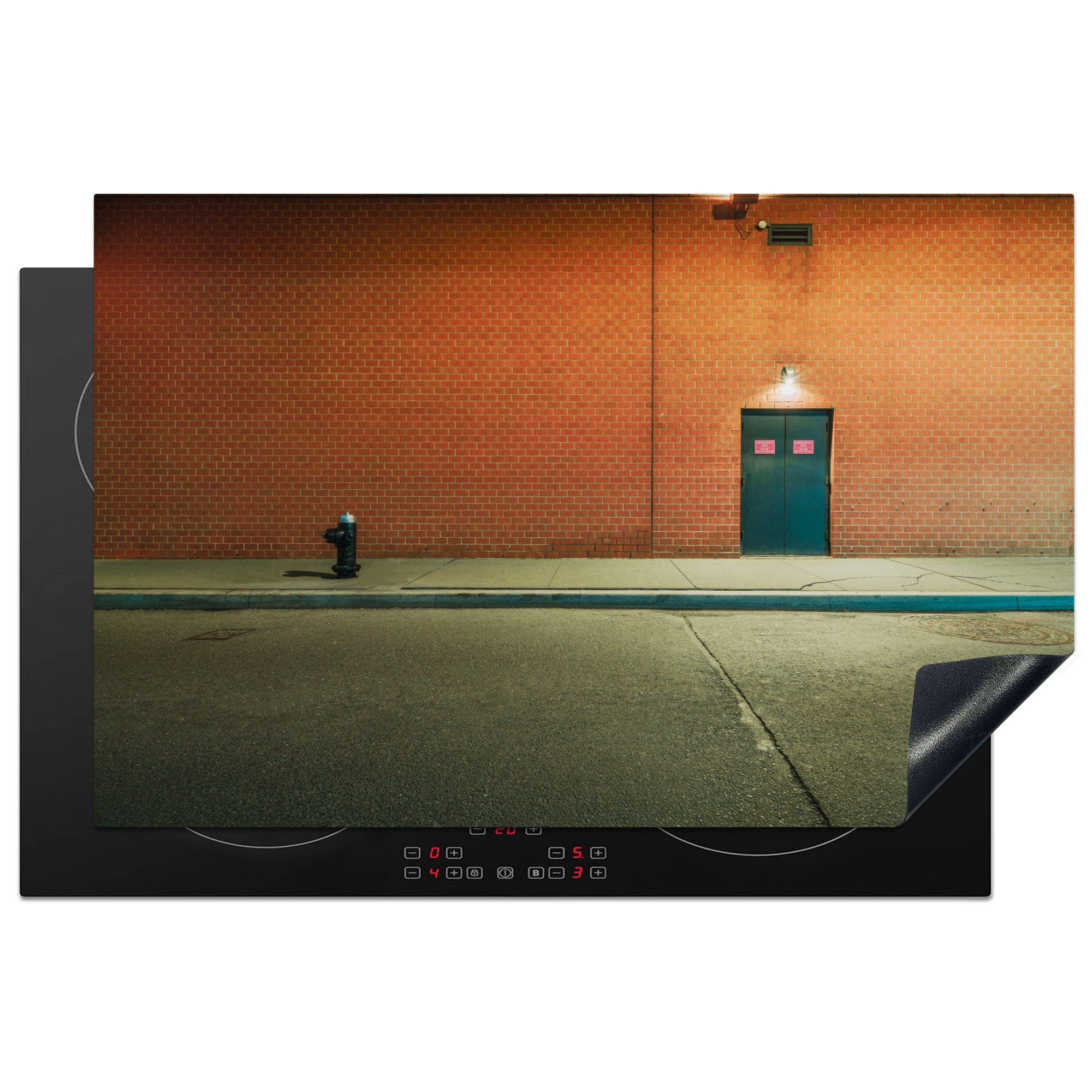 MuchoWow Herdblende-/Abdeckplatte Eine leere Wand bei Nacht in New York, Vinyl, (1 tlg), 81x52 cm, Induktionskochfeld Schutz für die küche, Ceranfeldabdeckung