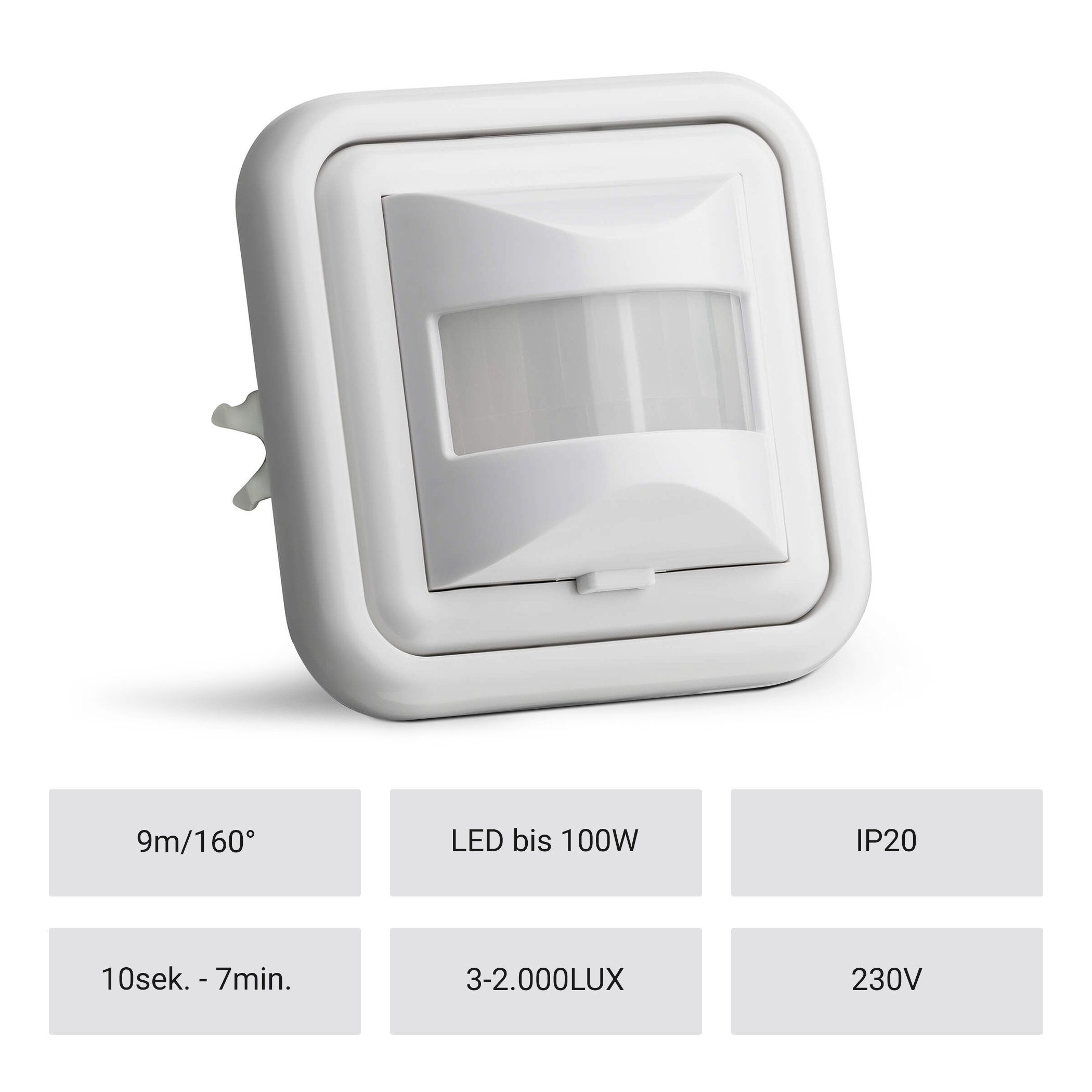 SEBSON Bewegungsmelder Bewegungsmelder Innen Unterputz, LED geeignet, Sensor programmierbar, (1-St)