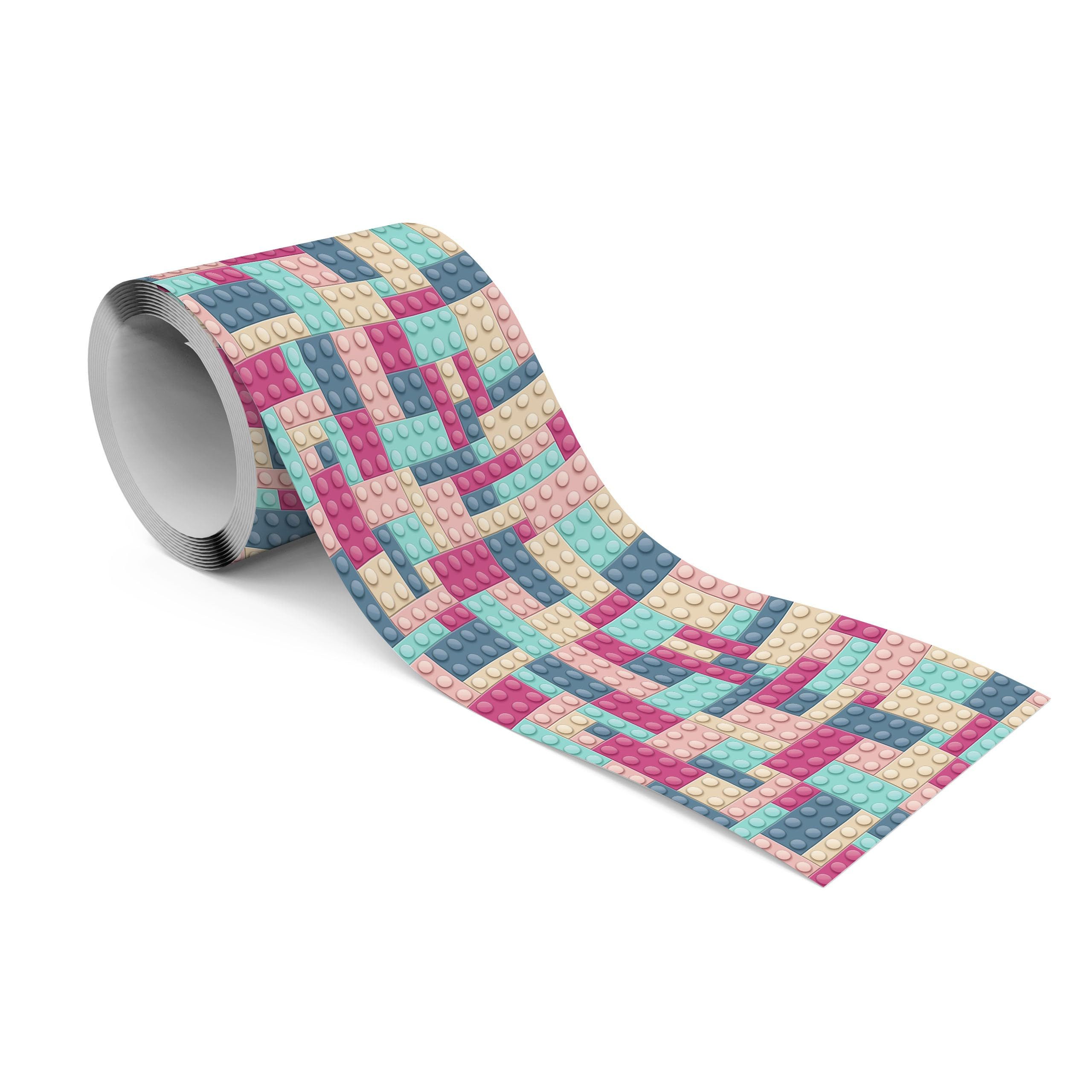 Muralo Bordüre Wandbordüre selbstklebend Kinderzimmer – Tapetenbordüre für Kinder, bedruckt, Rosa Bausteine, 10 x 300 cm, abriebfest, abwischbar
