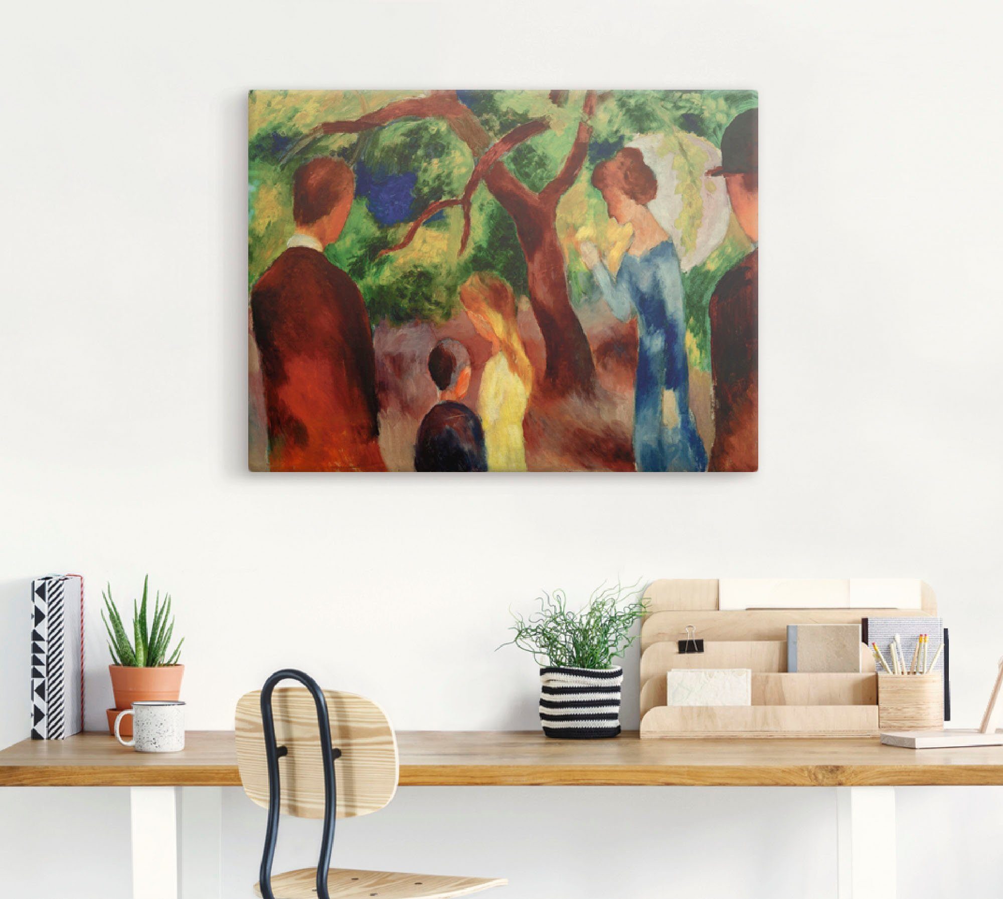 Artland Leinwandbild Große Promenade: Leute im Garten, Gruppen & Familien (1 St), auf Holzrahmen gespannt