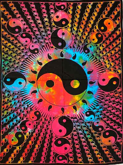 Wandteppich »Kunst und Magie Tagesdecke Wandbehang Buntes Tuch Ying & Yang Mandala ca. 200 x 135 cm«, KUNST UND MAGIE
