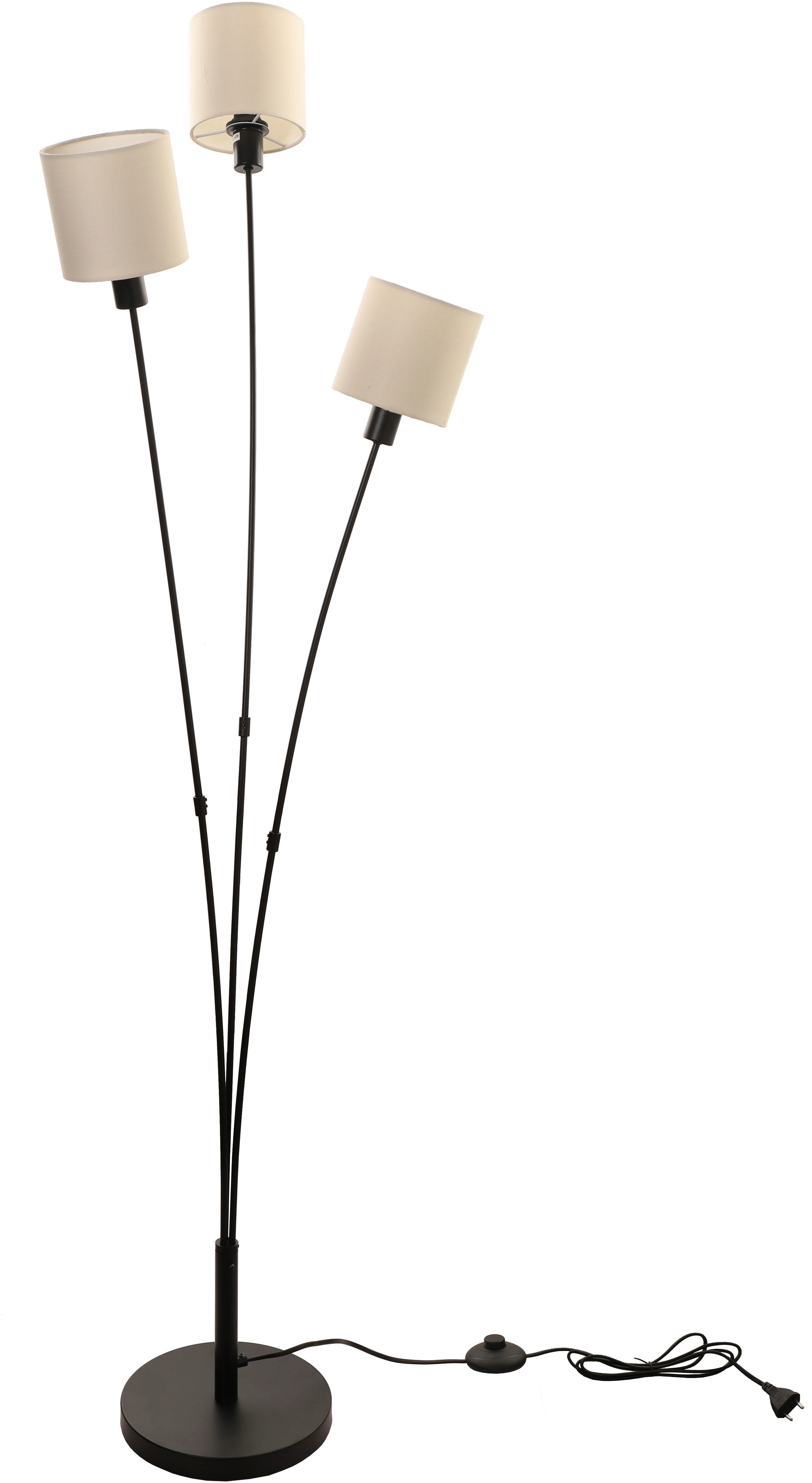 OTTO home Stehlampe Ahrhütte, ohne Leuchtmittel, Stehlampe, 3-flammig mit Leinenschirmen, 148 cm hoch
