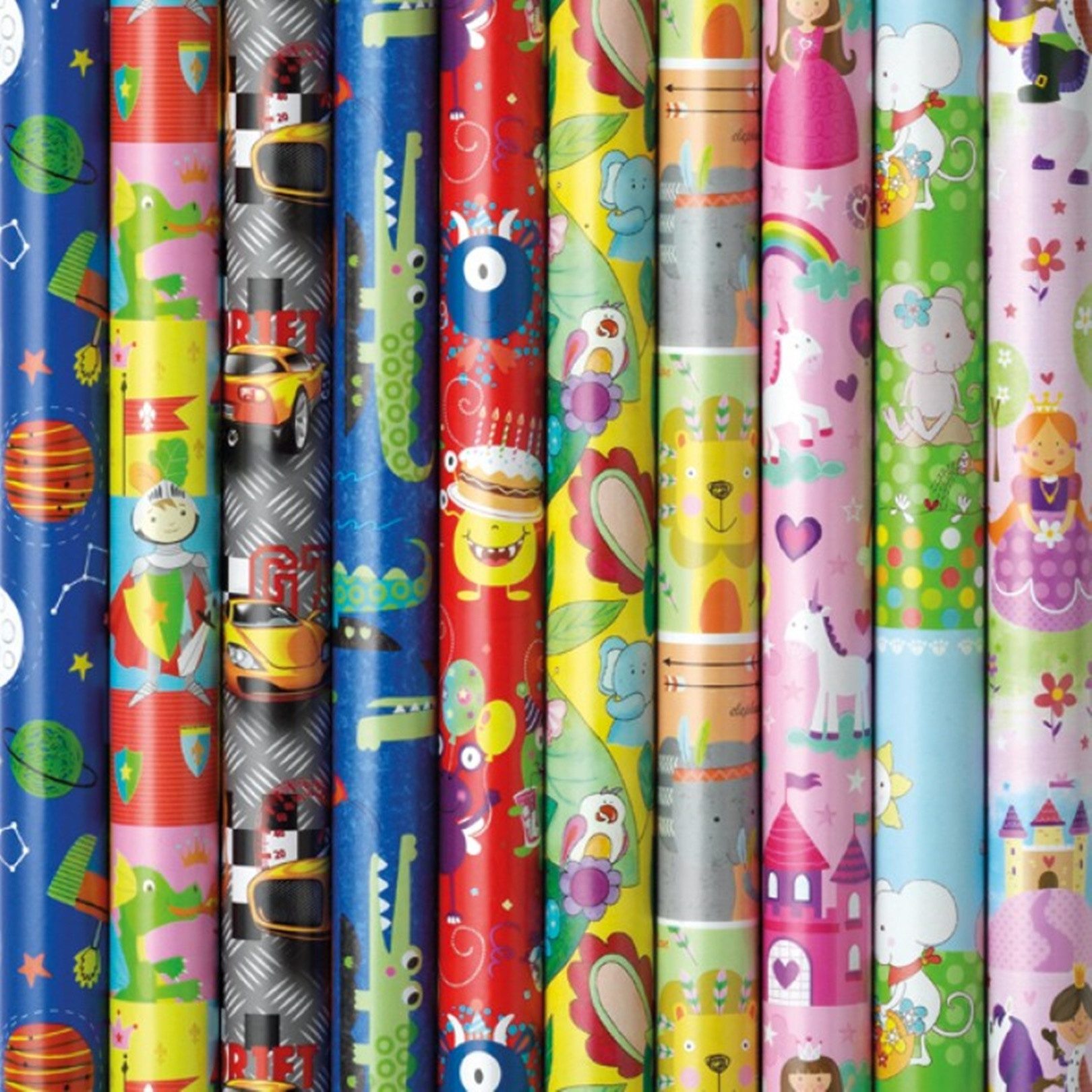 Osma Geschenkpapier 10 Rollen Kinder Geschenkpapier Mix aus verschiedenen Modellen, (10St)