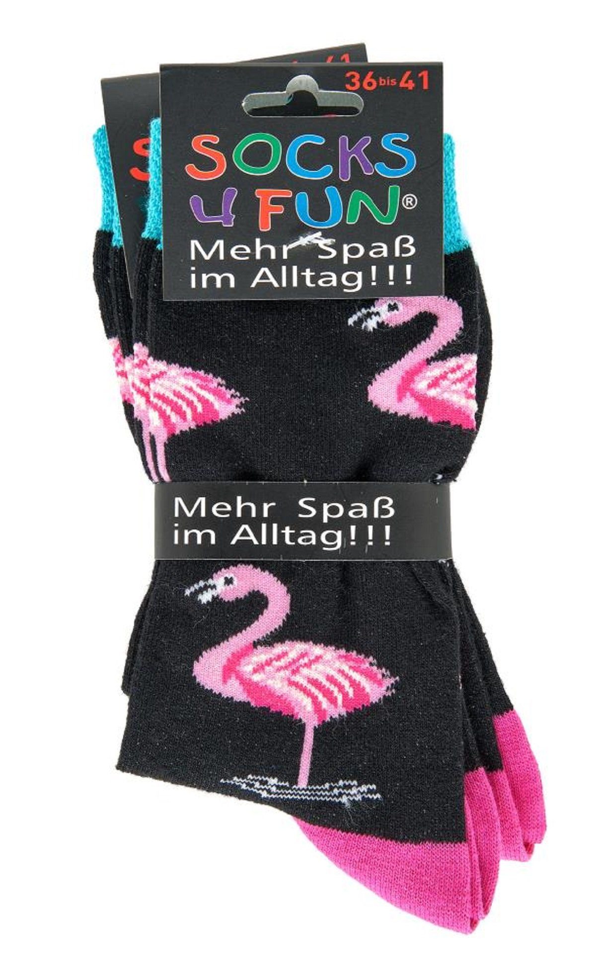 Motivsocken Socks 2 Paar, Fun 2er-Bündel Freizeitsocken 4 Paar) 4 2-Paar, Flamingo Socks (2 Fun