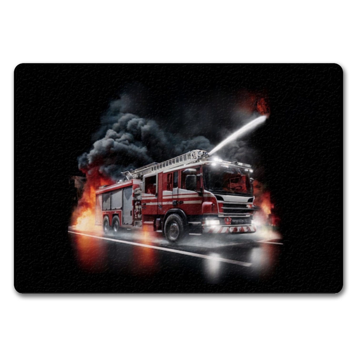 Fußmatte Feuerwehrauto kämpft gegen Flammen Fußmatte in 35x50 cm ohne Rand