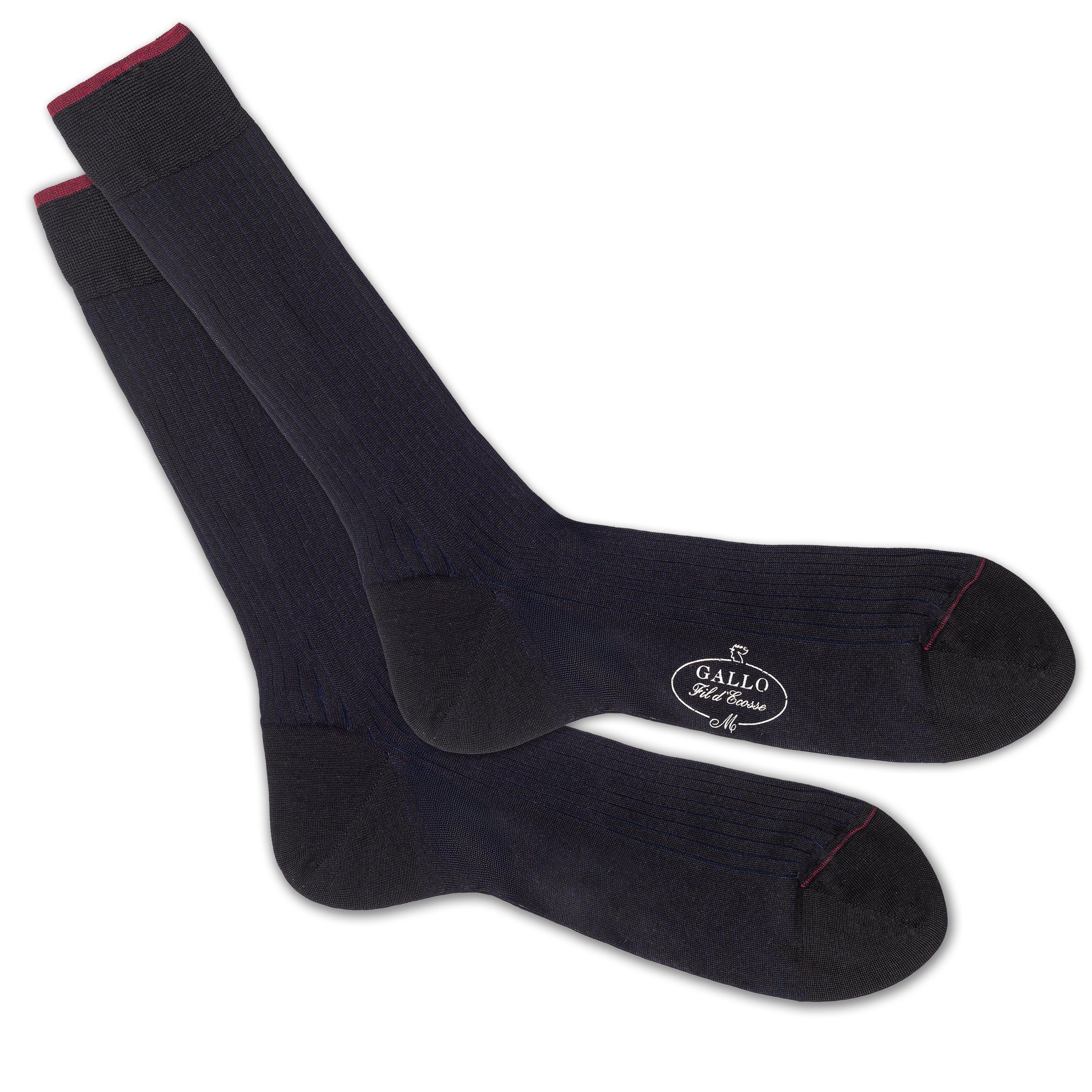 GALLO Businesssocken Edle italienische Herren Baumwoll-Socken schwarz/nachtblau, Breitripp Gefertigt in Italien