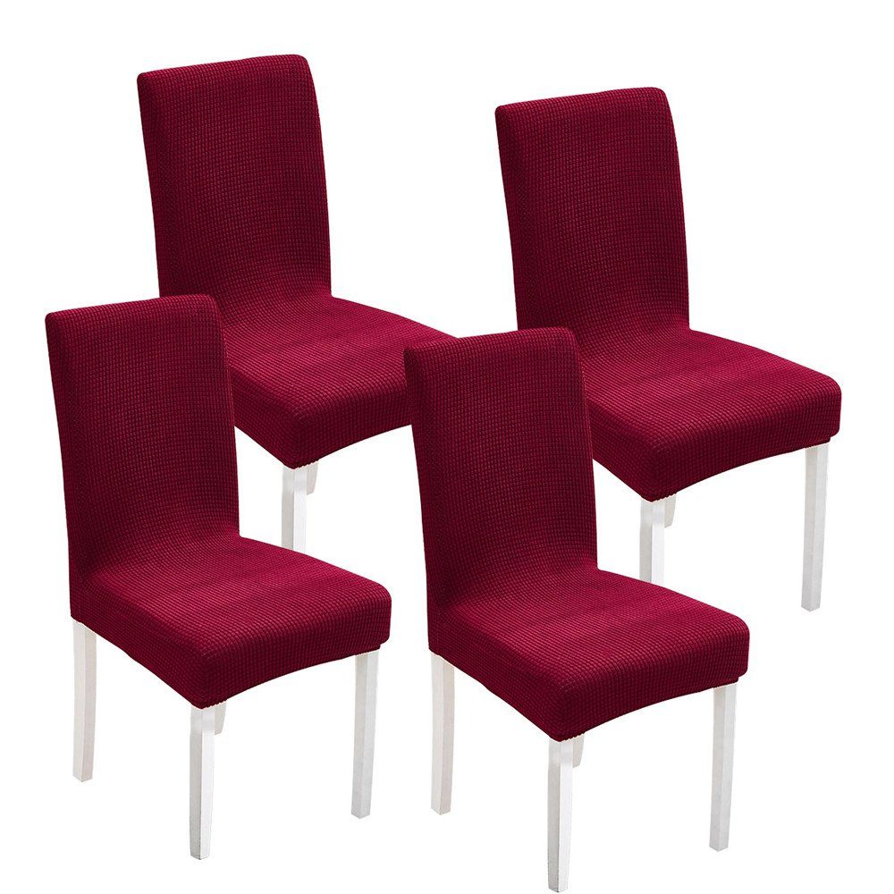 Sitzflächenhusse Universal Stuhlbezug Stretch Stuhl hussen Hochwertiger Stretchstoff, 7Magic, Stretch-Stuhlhussen, abnehmbar, waschbar,4er-set Rot|M