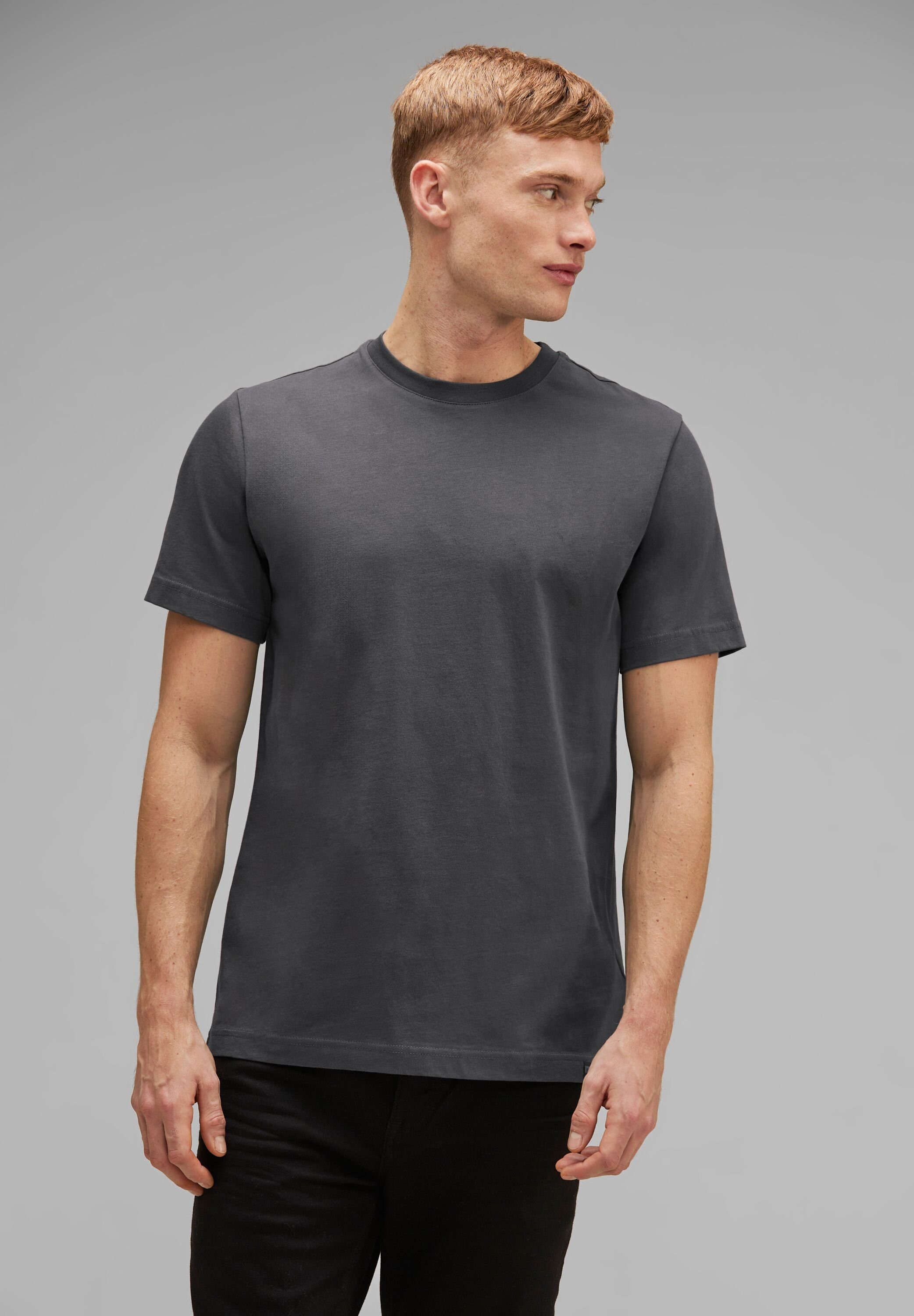 STREET ONE MEN T-Shirt Rundhalsausschnitt dark iron grey