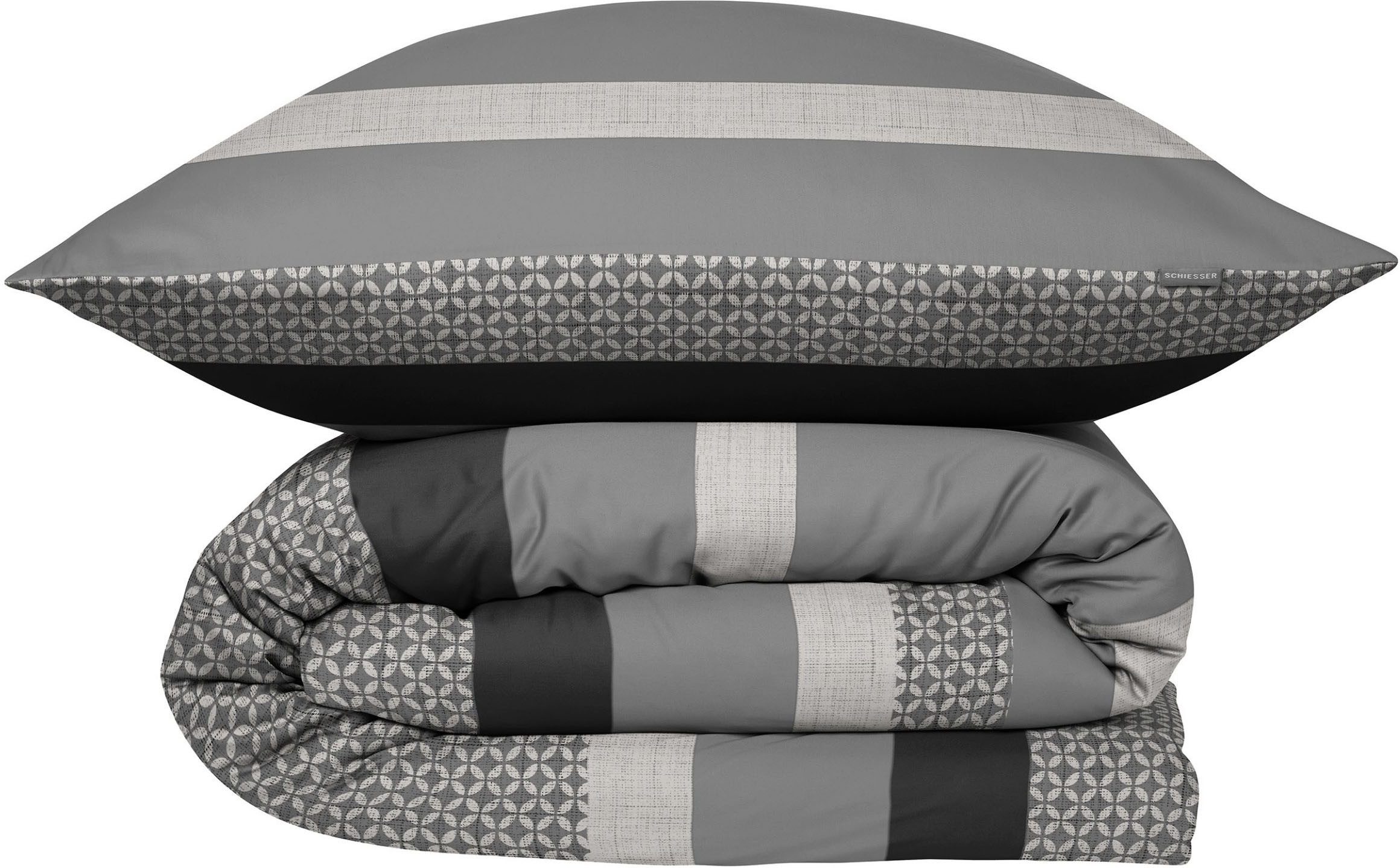 Schiesser Bettwäsche Dion aus weicher Baumwolle oder Baumwollsatin mit Streifen-Design, Satin (TC 200), 2 teilig, OEKO-TEX® MADE IN GREEN
