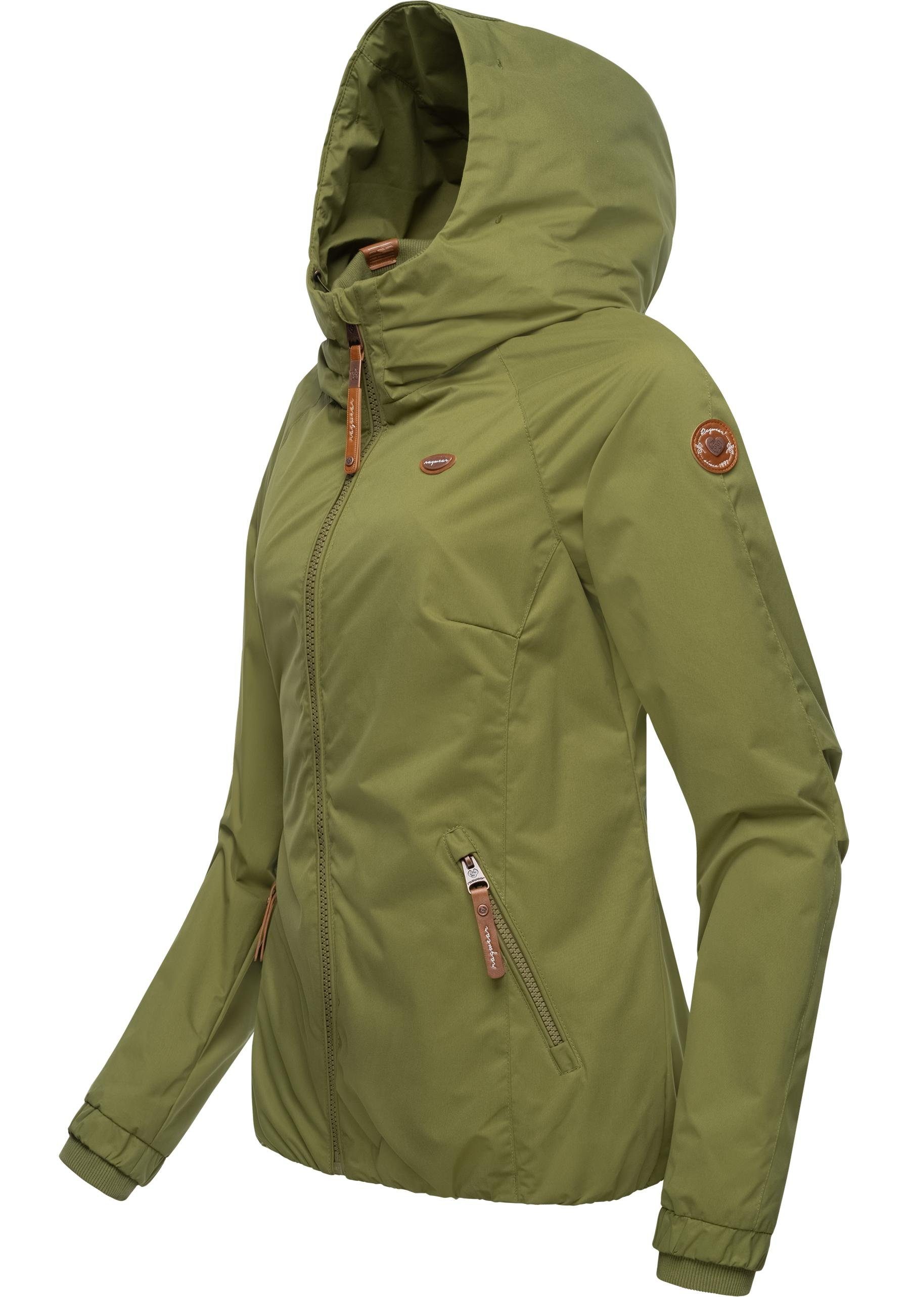 Ragwear Outdoorjacke Kapuze Übergangsjacke Dizzie grün stylische großer mit