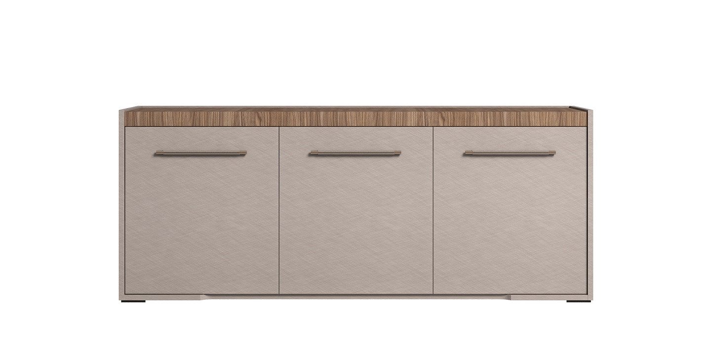 Interdesign24 Sideboard Amalfi (mit 3 Türen, in Beige/Walnussholzoptik Hochglanz), Made in Italy