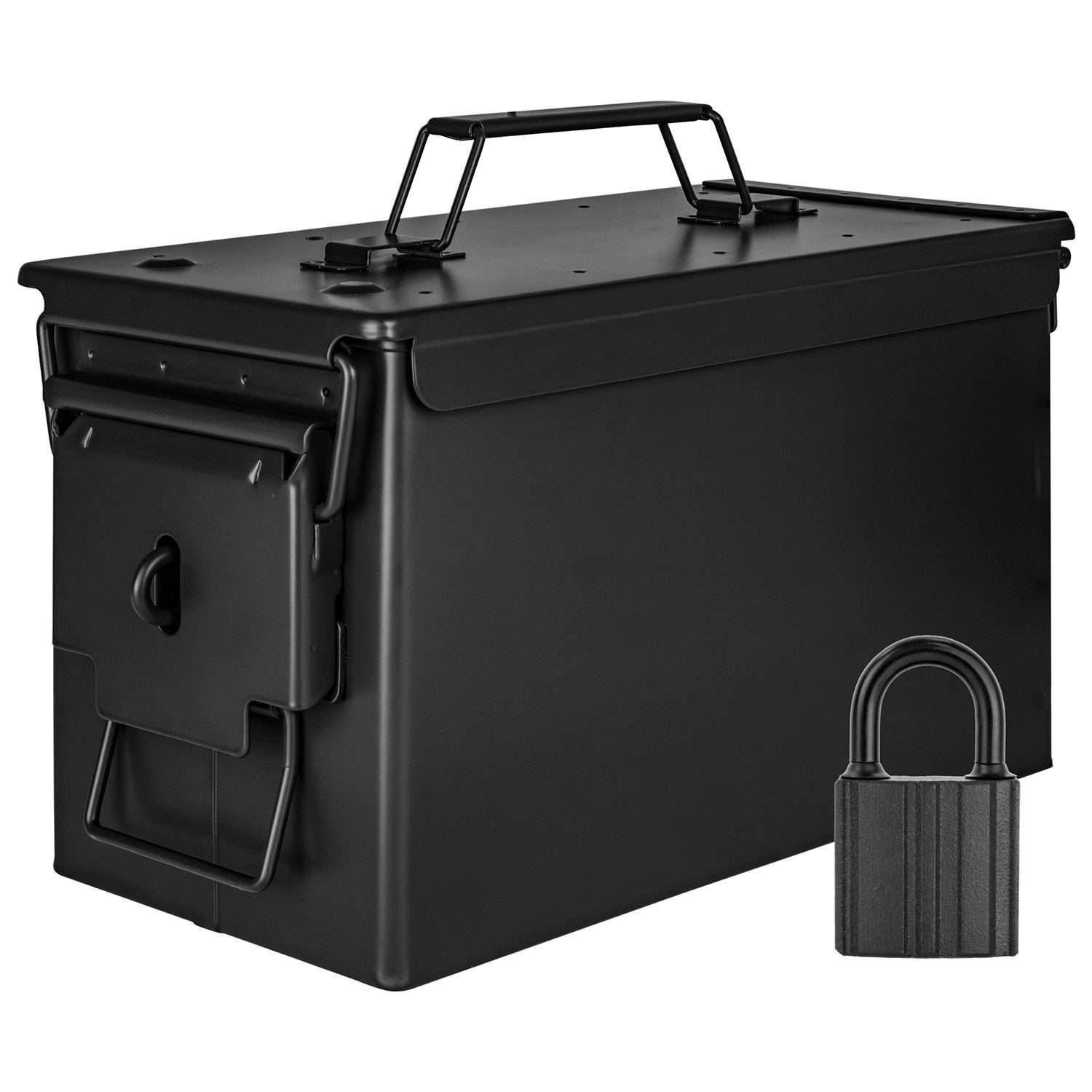 Aufbewahrungsbox Munitionsbox mit Schloss Box Metallkiste 31x16x19 cm Schwarz Metall