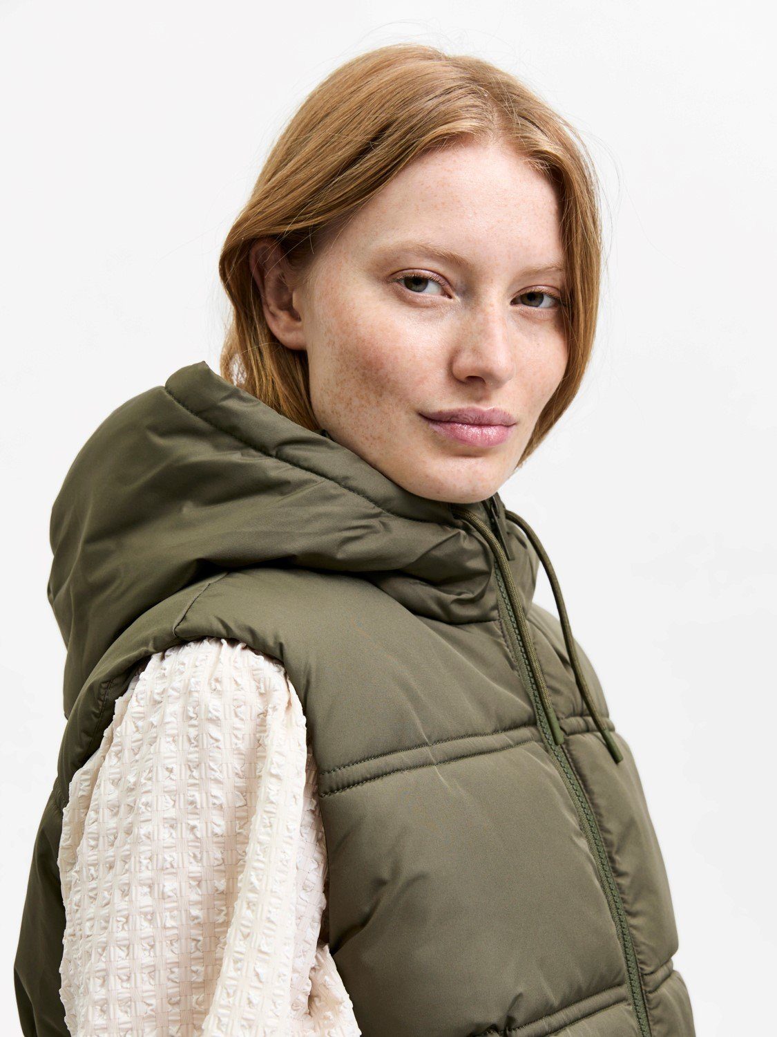 Steppweste Weste in Warme 4350 Khaki Stepp SLFALINA Puffer Übergangsjacke SELECTED Wattierte FEMME