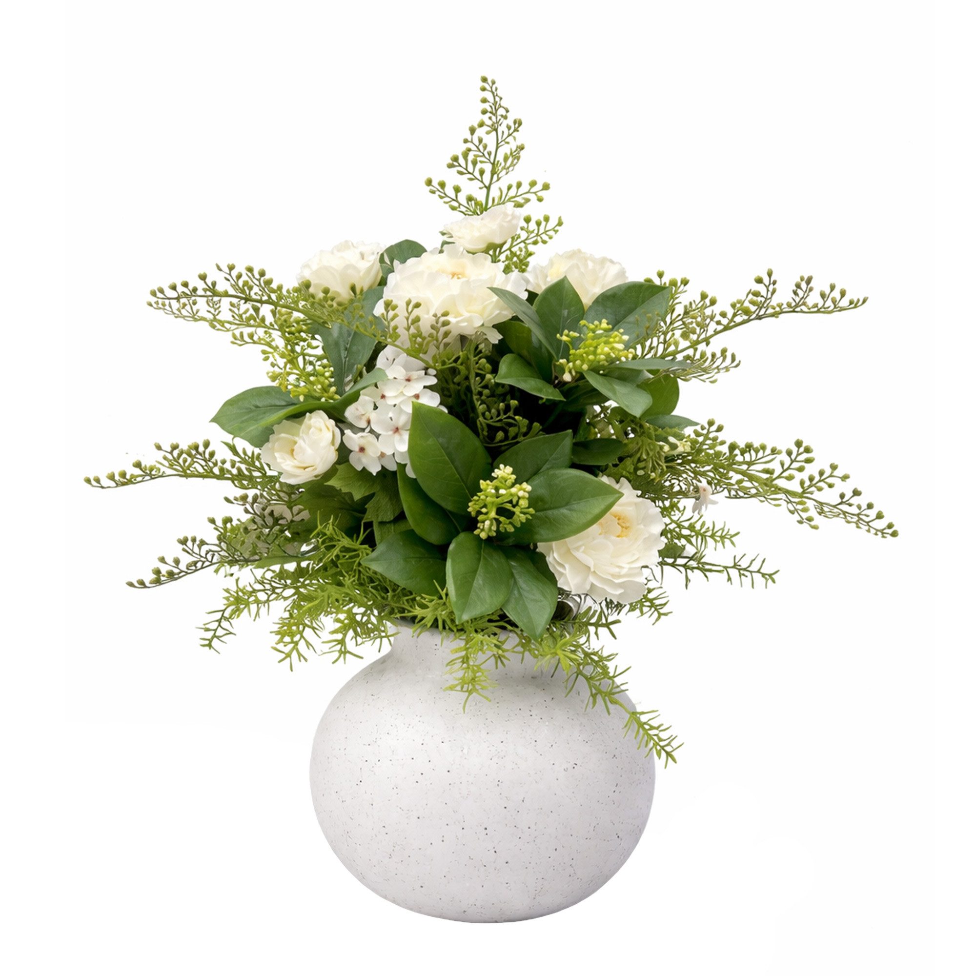 Kunstpflanze Blumengesteck Kunstblume weiß mit Vase künstlich, UNUS HOME, Höhe 63 cm, Kunstblume, Kunstpflanze, weiß