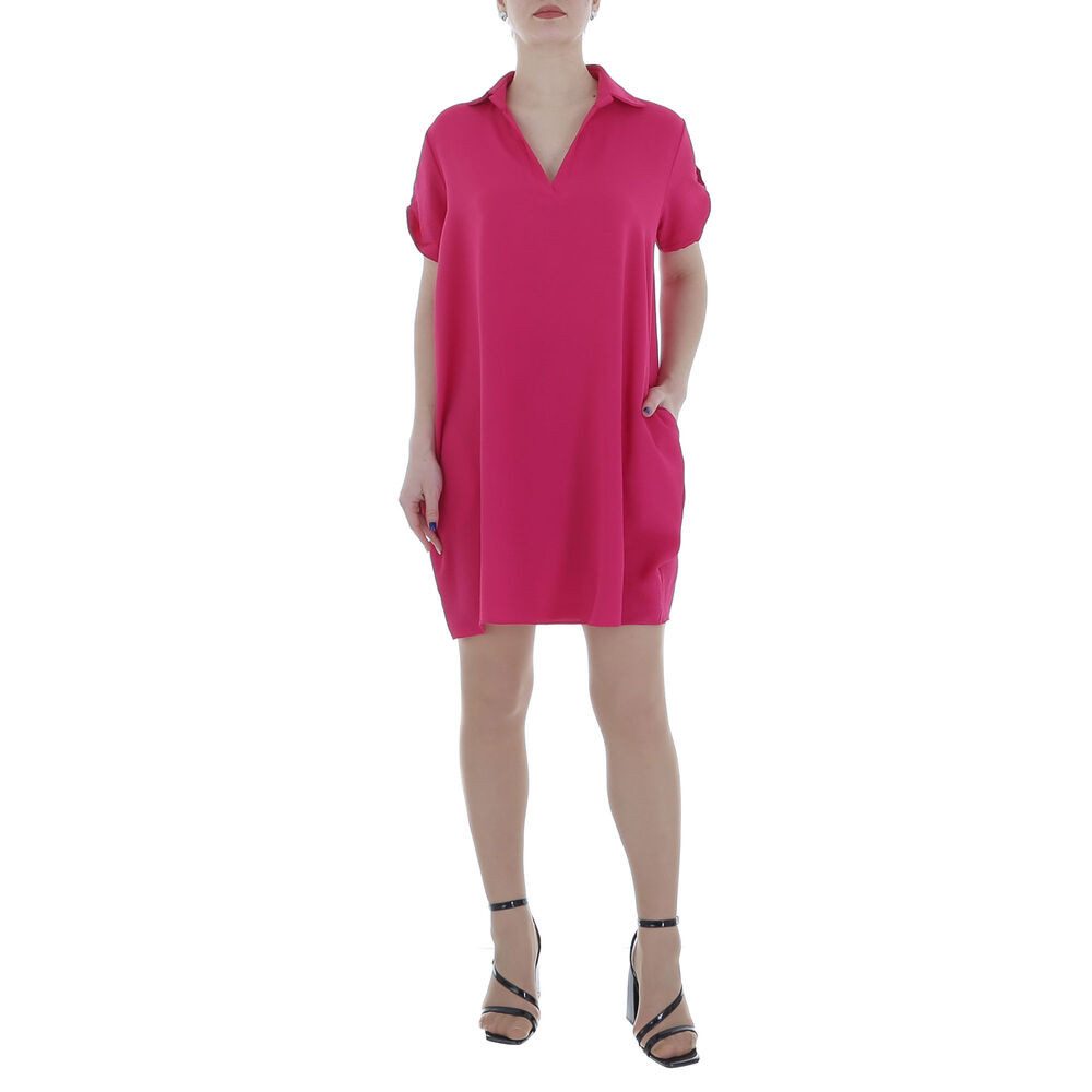 Ital-Design Tunikakleid Damen Freizeit (86164434) Kreppoptik/gesmokt Kleid in Pink