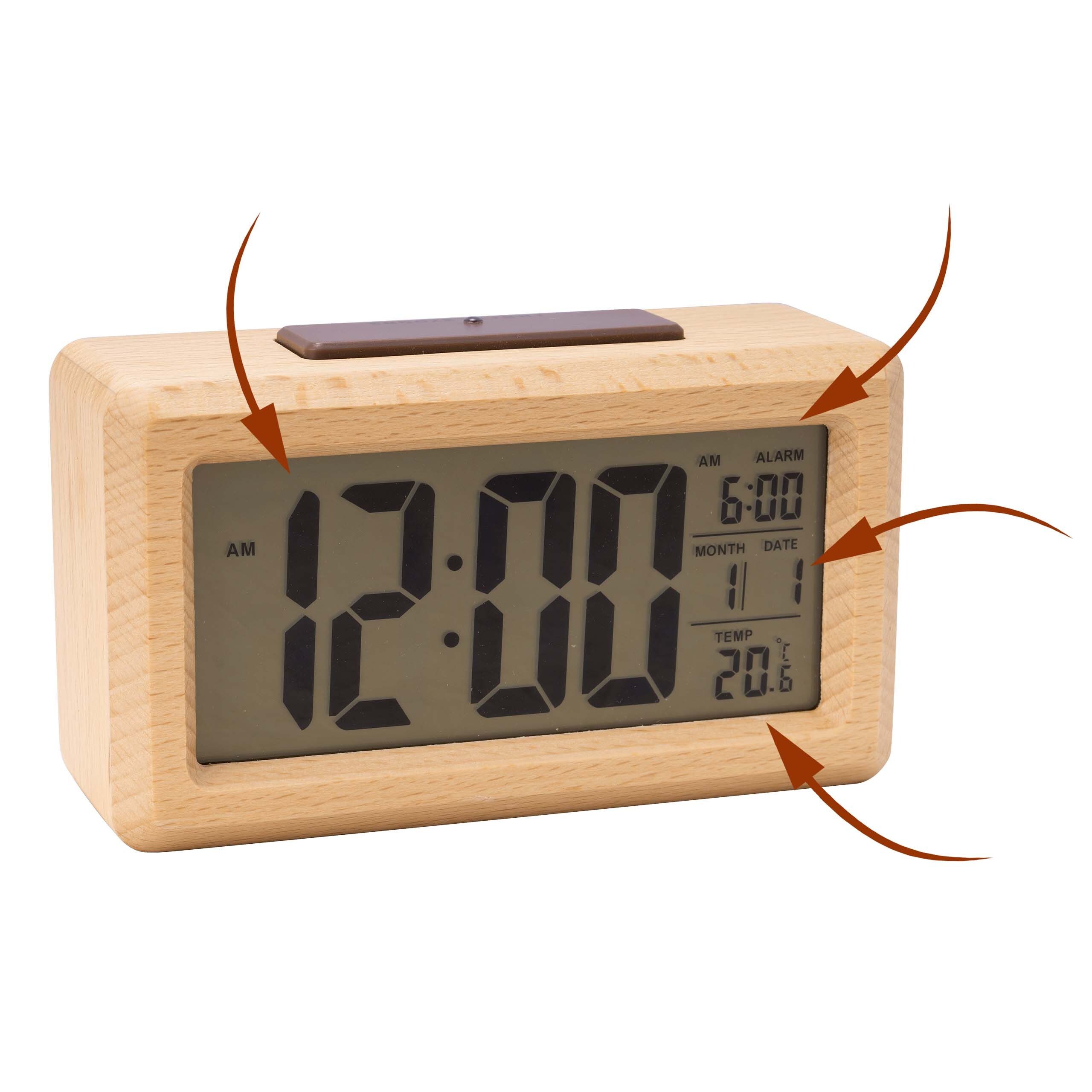 relaxdays Quarzwecker Digitaler Wecker aus Holz – Bild 5 von 5