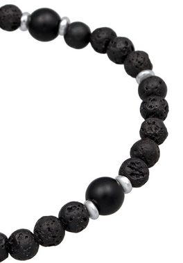 Kuzzoi Bead-Armband-Set Herren Onyx Schwarz Vintage 925 Silber Oxidiert, Kugel