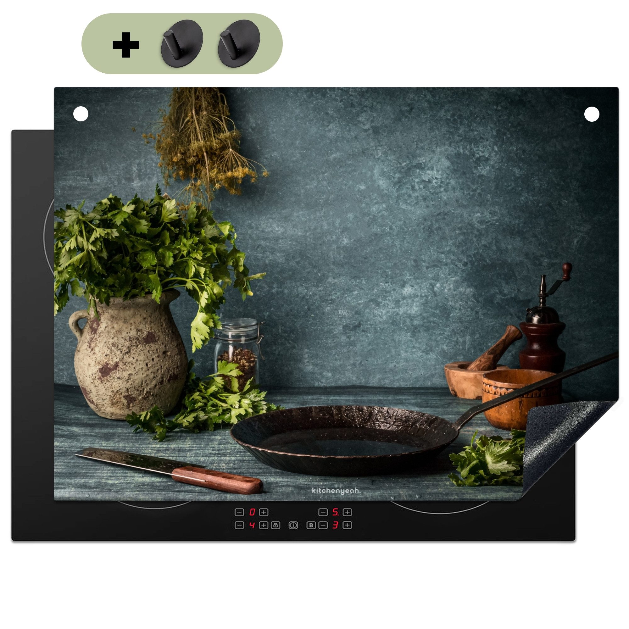 KitchenYeah Küchenrückwand Kräuter - Stilleben - Gewürze, (1-tlg), Spritzschutz Küche, Herdabdeckplatte Einteilig, 70x52 cm