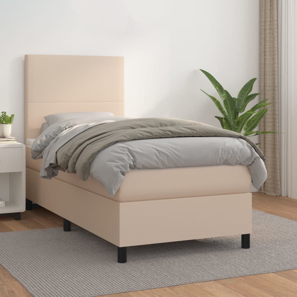 vidaXL Boxspringbett, Boxspringbett Matratze Cappuccino-Braun 100x200cm Kun günstig online kaufen