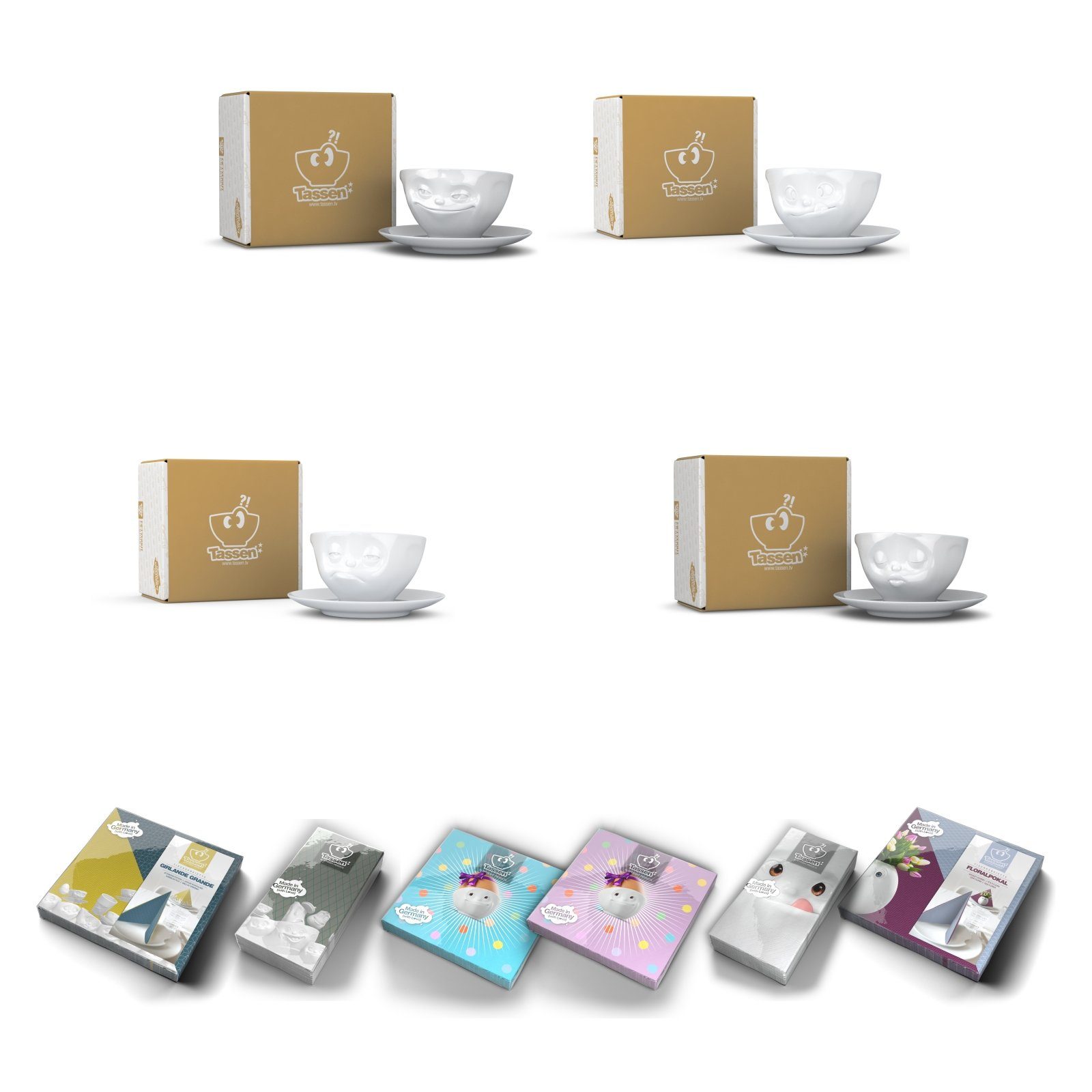 FIFTYEIGHT PRODUCTS Tasse Tassen-Set 4-tlg. - jeweils 200 ml + Servietten, 1-tlg.