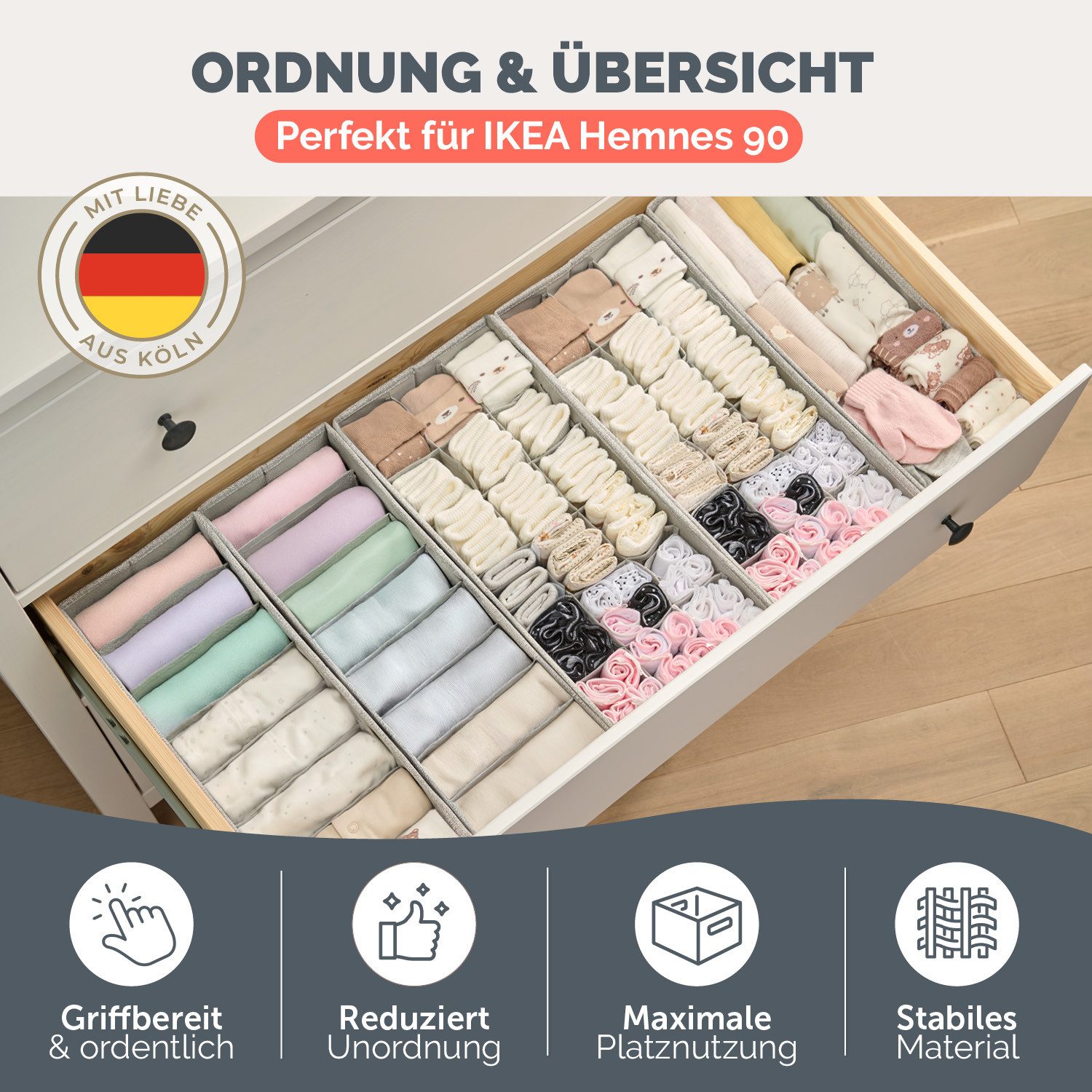 Blumtal Faltbox HEMNES, MALM, PAX Organizer Ordnungssystem Kleiderschrank (5 St), Faltboxen für BHs, T-Shirts - Boxen für Schrank