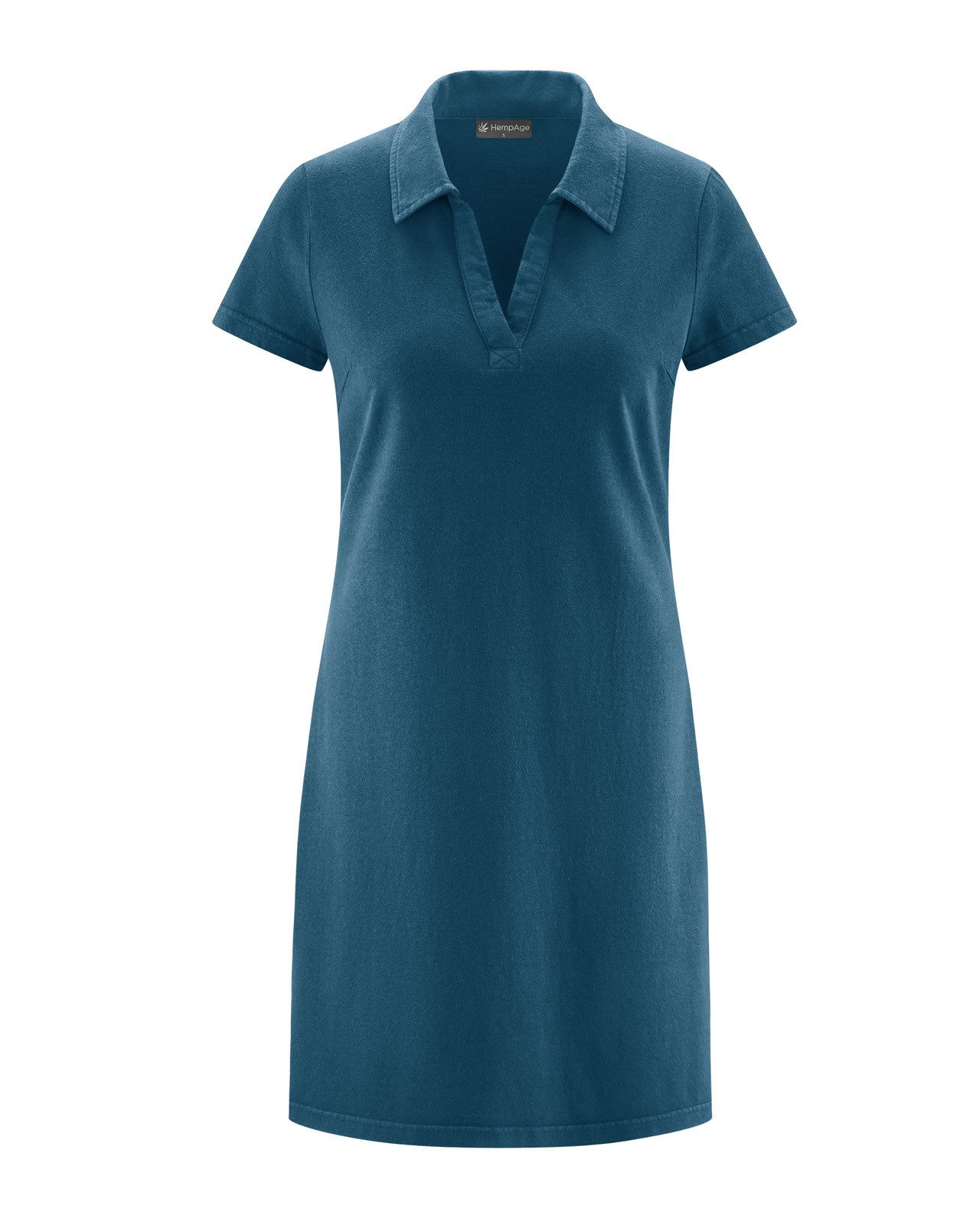 HempAge Sommerkleid Zeitloses Sommerkleid mit Liegekragen Hanf/Biobaumwolle Normal Fit