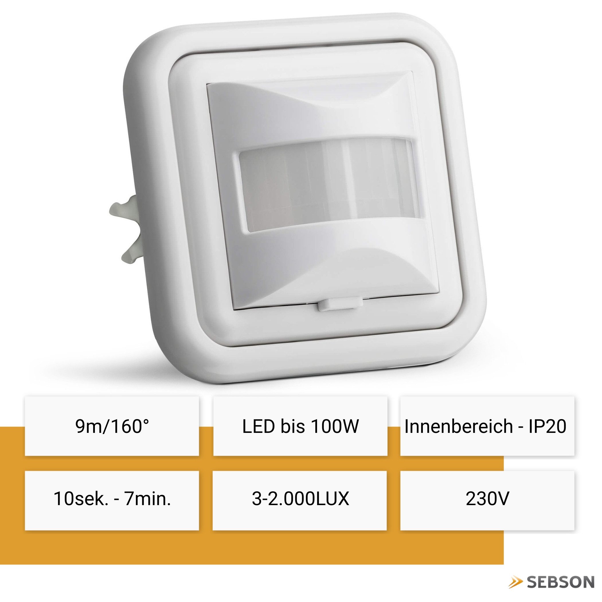 SEBSON Bewegungsmelder Bewegungsmelder Innen Unterputz, LED geeignet, Sensor programmierbar, (1-St)