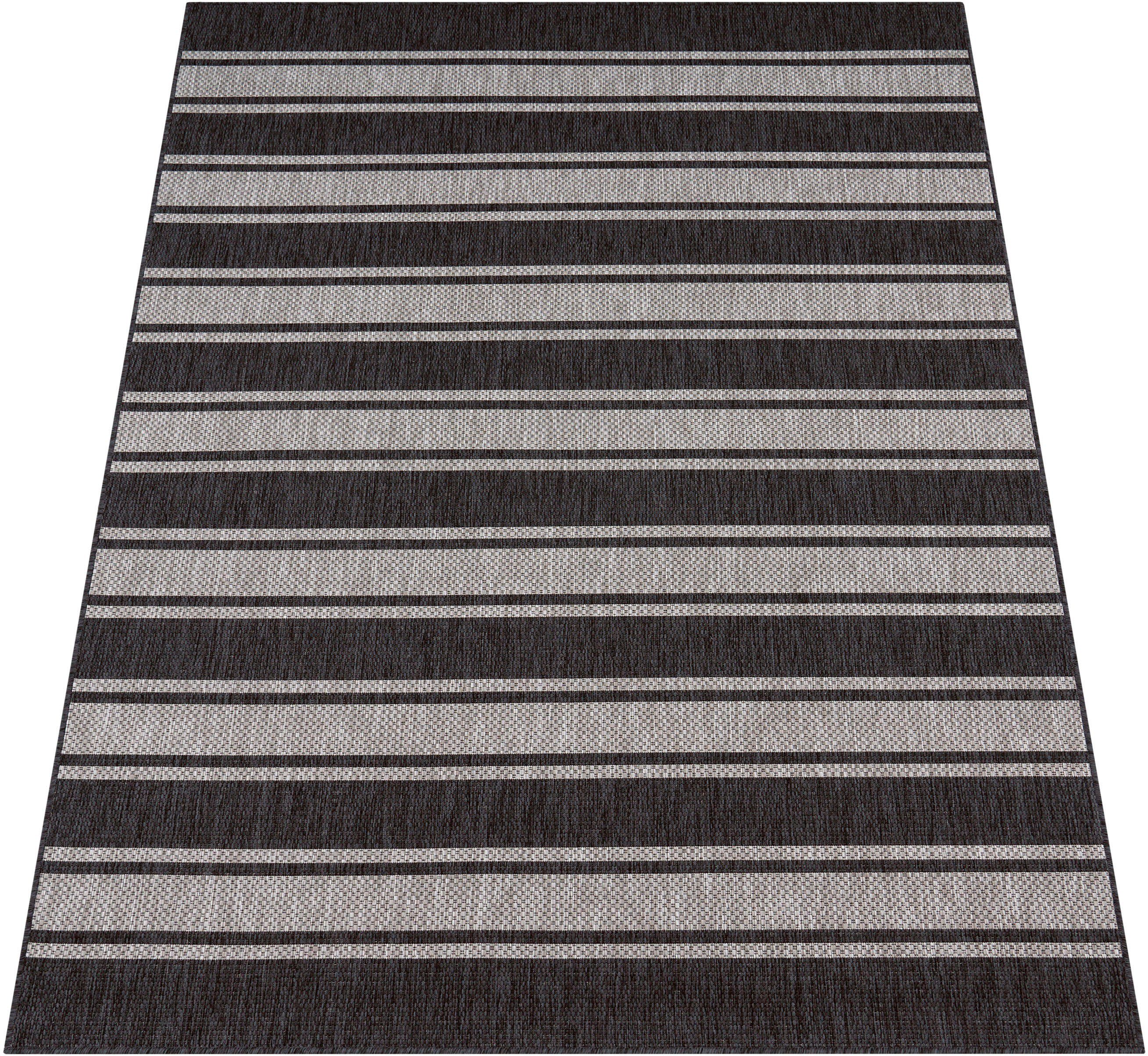 Teppich Roma 273, Paco Home, rechteckig, Höhe: 4 mm, Flachgewebe, gestreift, In- und Outdoor geeignet | Kurzflor-Teppiche