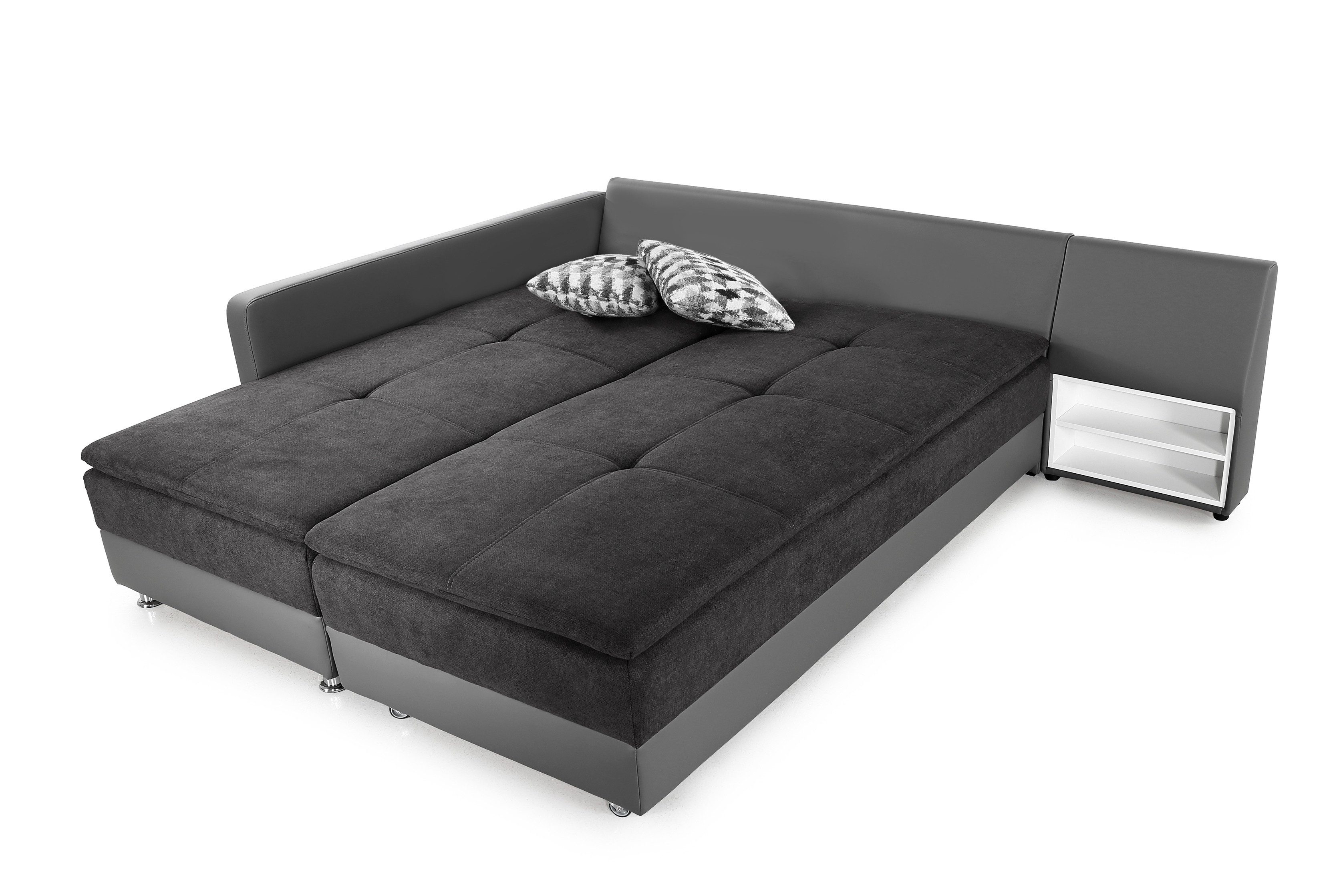 luma-home Ecksofa 15106, Dauerschläfer-Doppelbett B306/T223/H95 cm, Bettkas günstig online kaufen