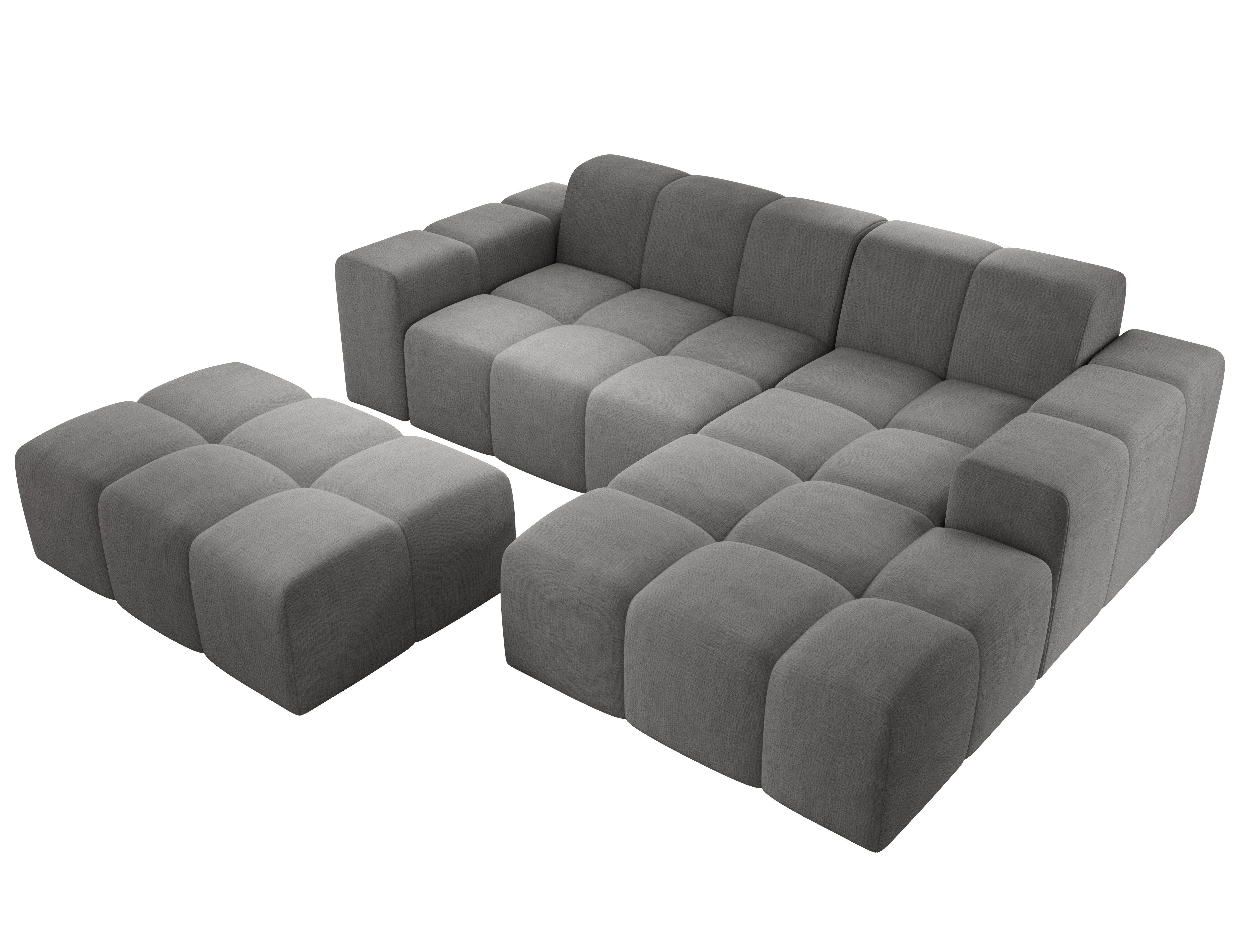 PROMETO Möbel Ecksofa Sofa mit Hocker, Couch L-Form Veloursstoff Fogo günstig online kaufen