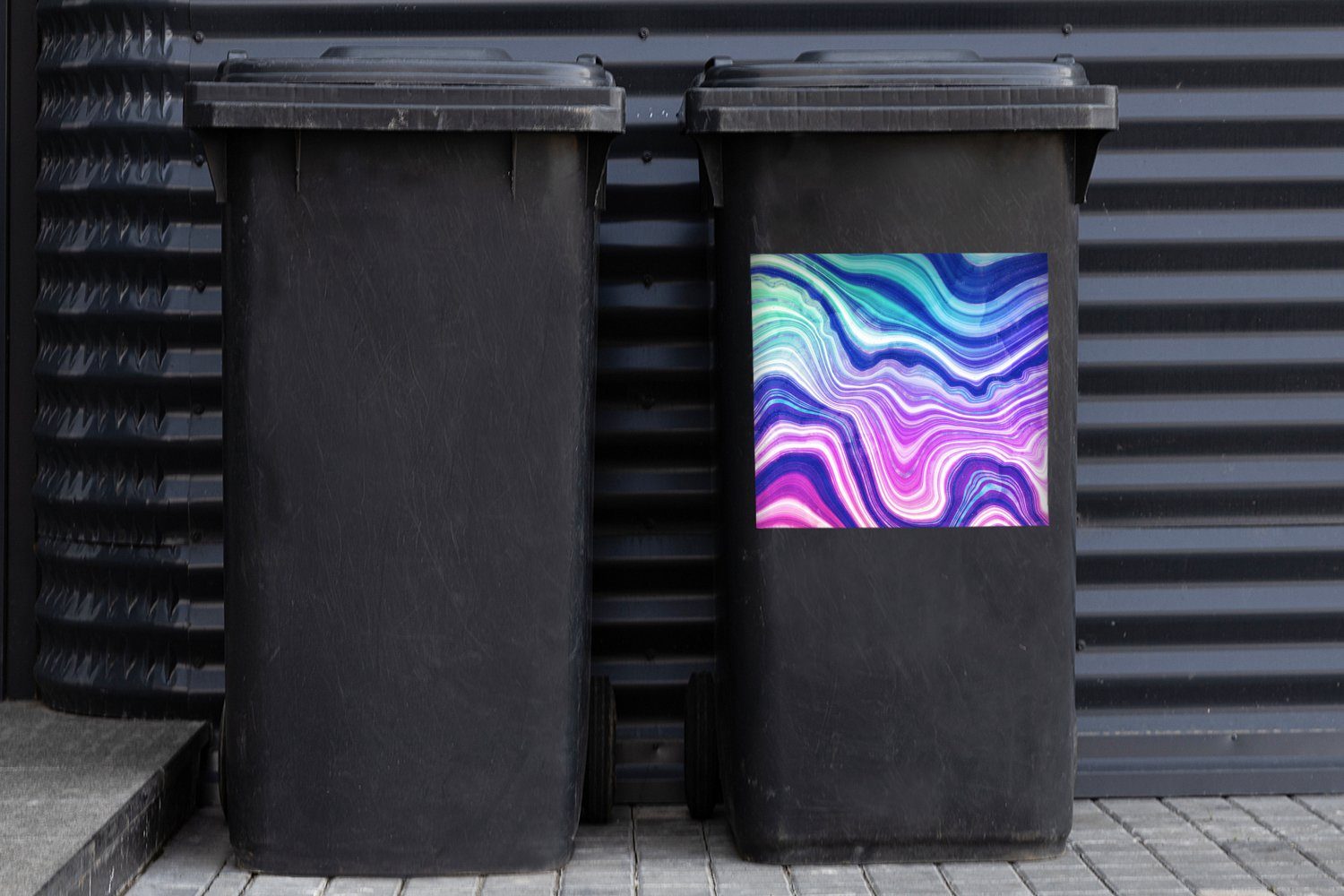 Geode St), (1 Mülltonne, - Edelstein - Sticker, Achat - Neon Abfalbehälter Container, Mülleimer-aufkleber, Wandsticker MuchoWow