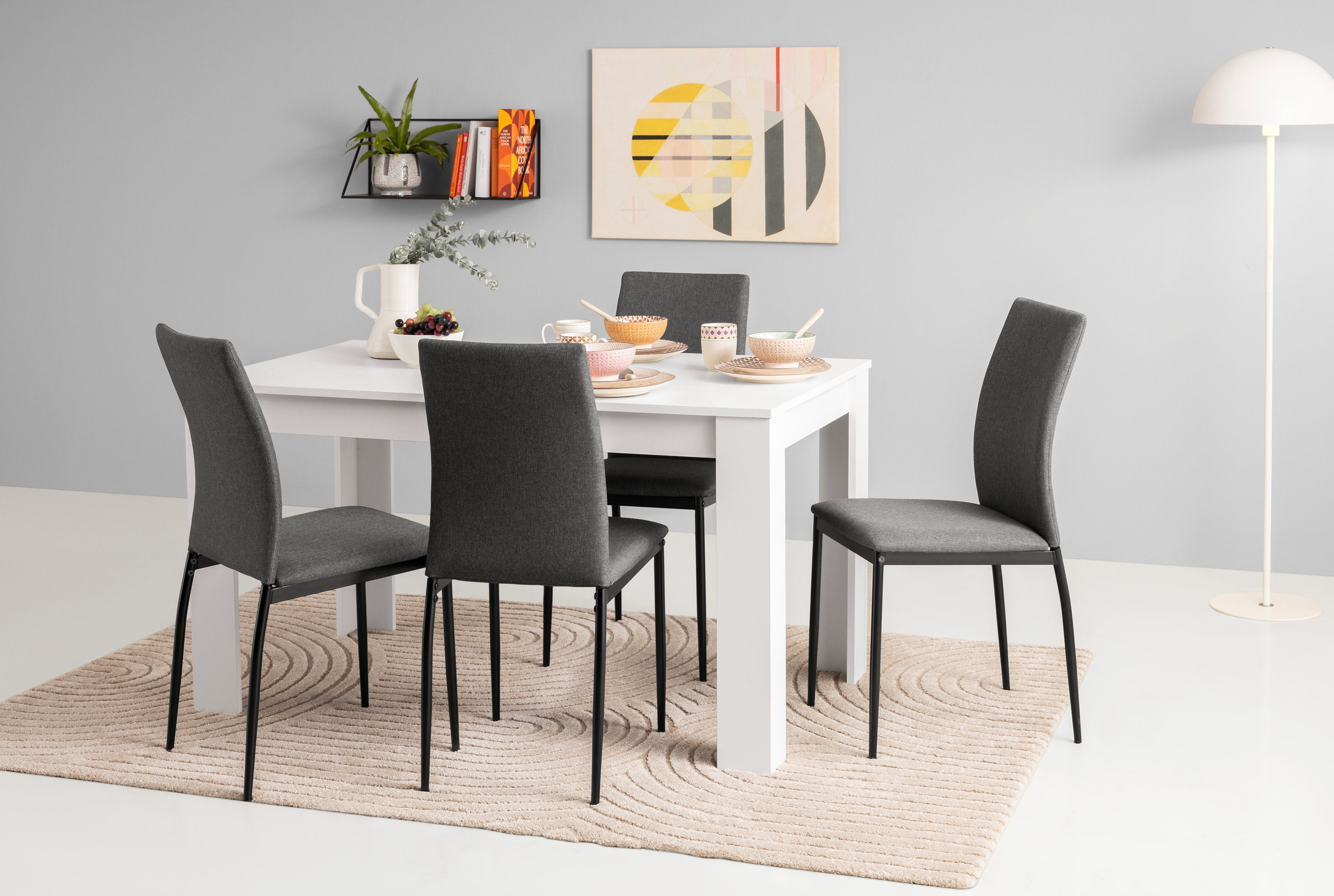 Home affaire Essgruppe SIMONE, (Set, 5-tlg), Platte mit Wendeeinlage, Bezug Microfaser, Unser Dauertiefpreis