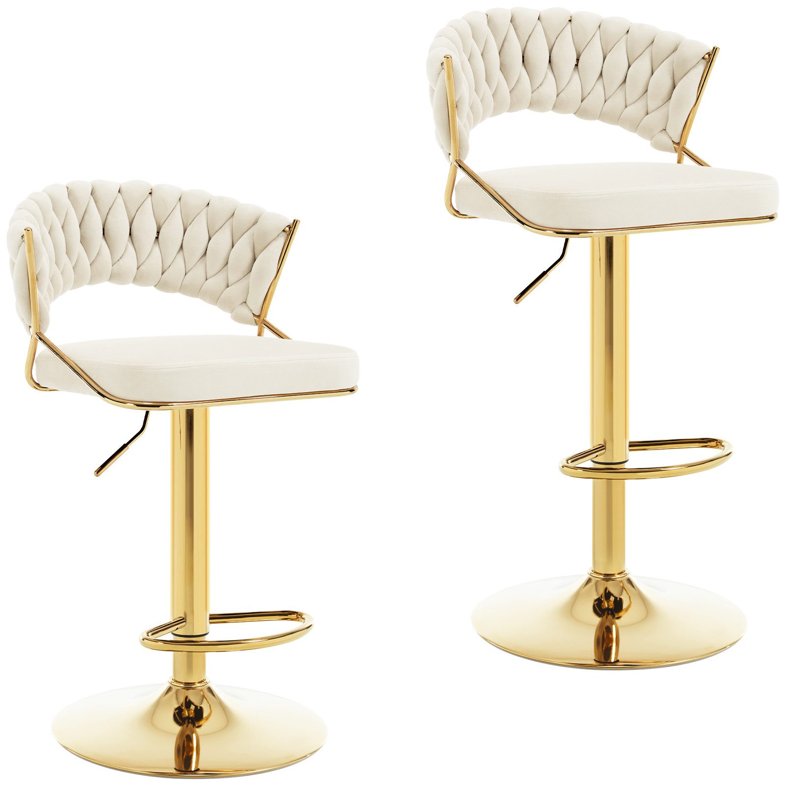 Woltu Barhocker (2 St), mit geflochtener Rückenlehne Fußstütze, Barstuhl Sa günstig online kaufen