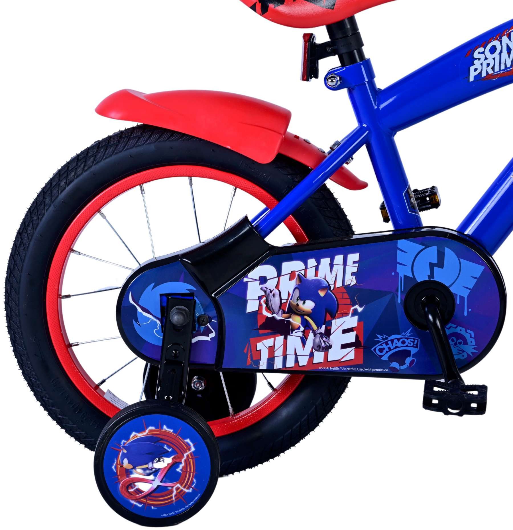Volare Kinderfahrrad Volare Sonic Prime Kinderfahrrad für Jungen - 14 Zoll in Blau und Rot, Geschlossener Kettenkasten, abnehmbare Stützräder
