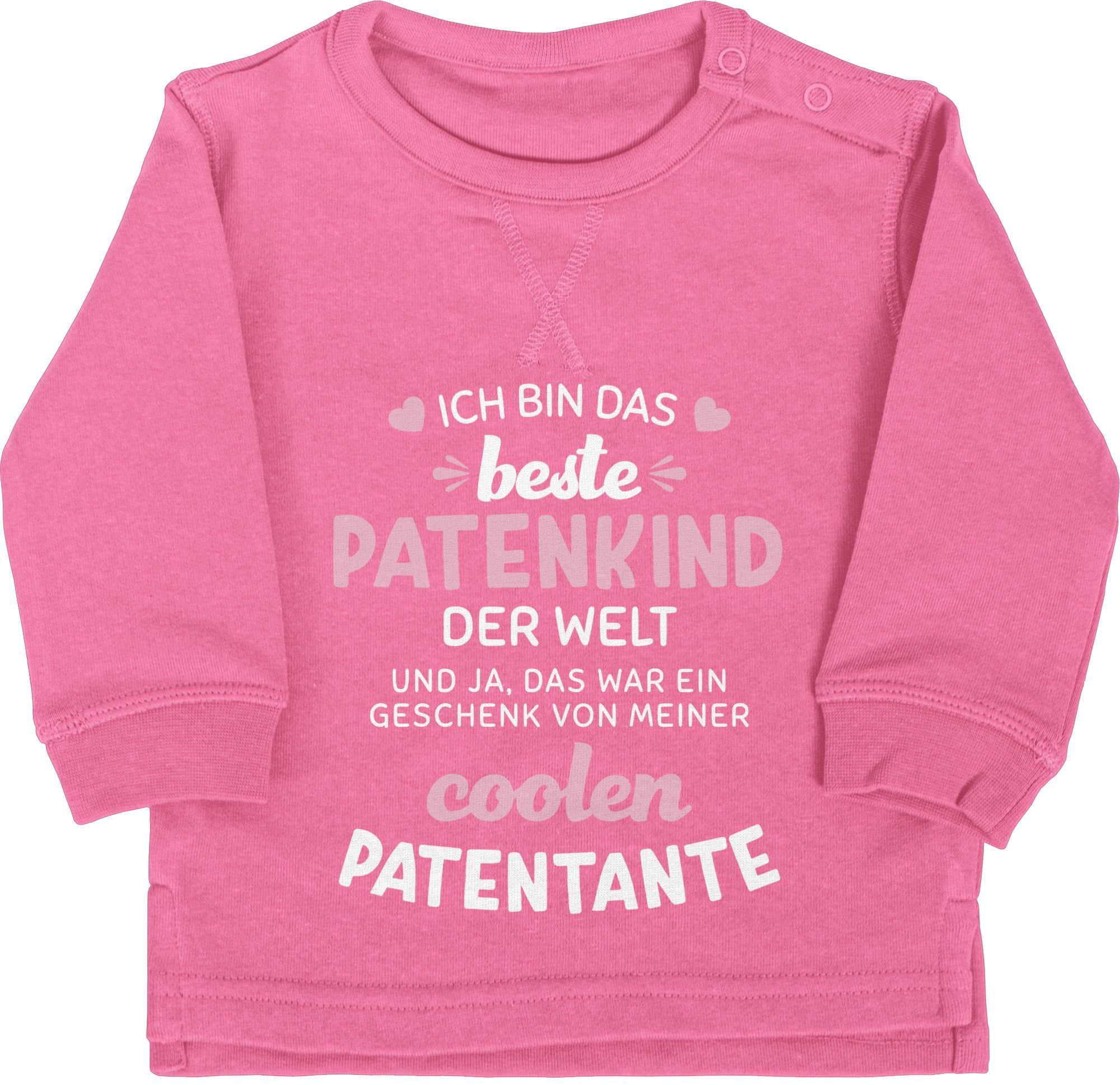 Shirtracer Sweatshirt Ich bin das 2 weiß/rosa Patenkind Welt der Baby Pink beste Patentante