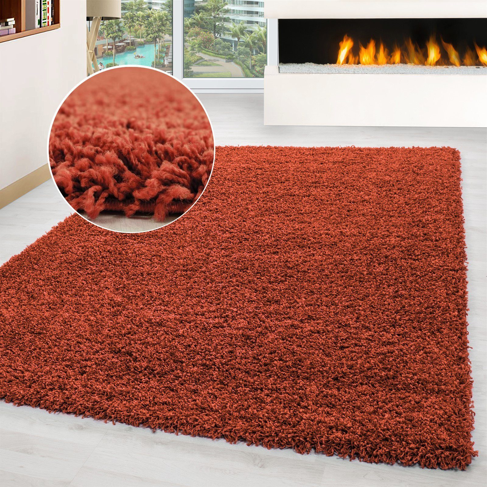 Hochflor-Teppich Teppich Shaggy Hochflorteppich Wohnzimmer Schlafzimmer Langflor, Miovani, Rechteckig, Höhe: 30 mm Terra