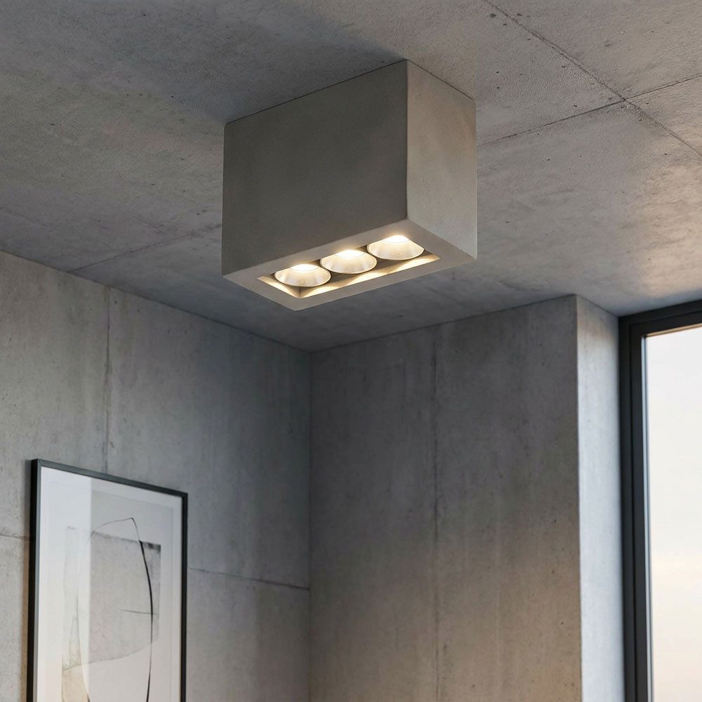 GLOBO LIGHTING LED Deckenleuchte, LED-Leuchtmittel fest verbaut, Warmweiß, Deckenleuchte Deckenspot Beton grau 3 Flammig LED Aufbaustrahler
