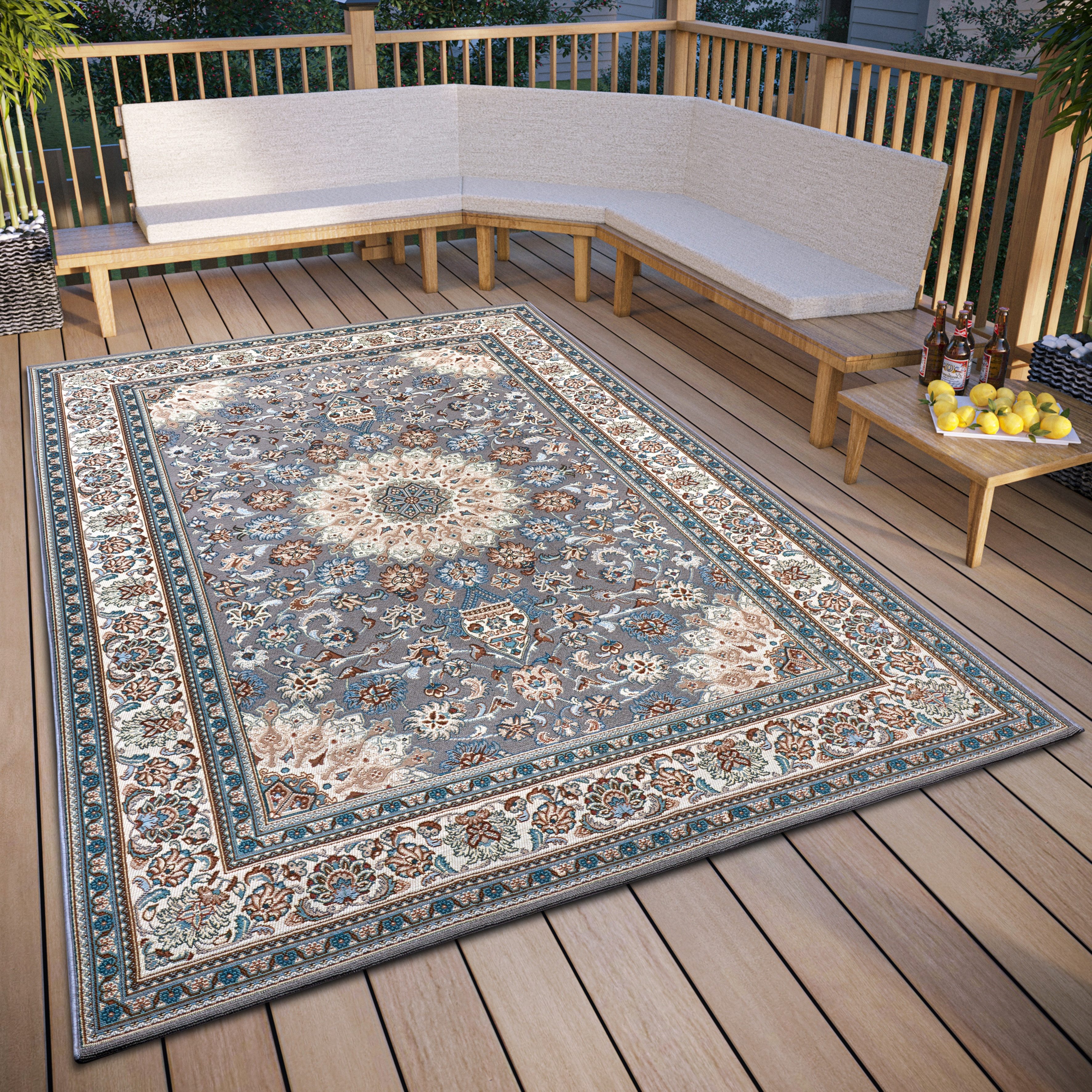 HANSE Home Teppich Kadi, rechteckig, Höhe: 3 mm, In-& Outdoor, Teppich, Wetterfest, Balkon, Garten, Wohnzimmer, Orient