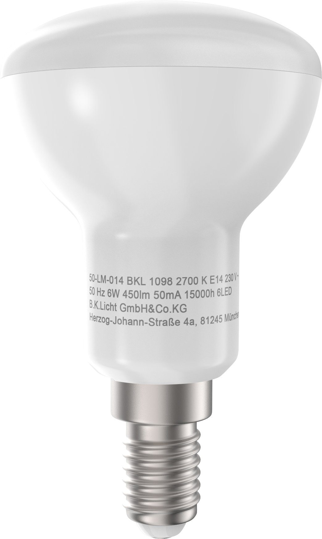 LED-Lampe Lumen Kelvin Glühbirne B.K.Licht Energiesparlampe 6 5 2.700 Warmweiß, 450 LED-Leuchtmittel, Watt E14, St.,