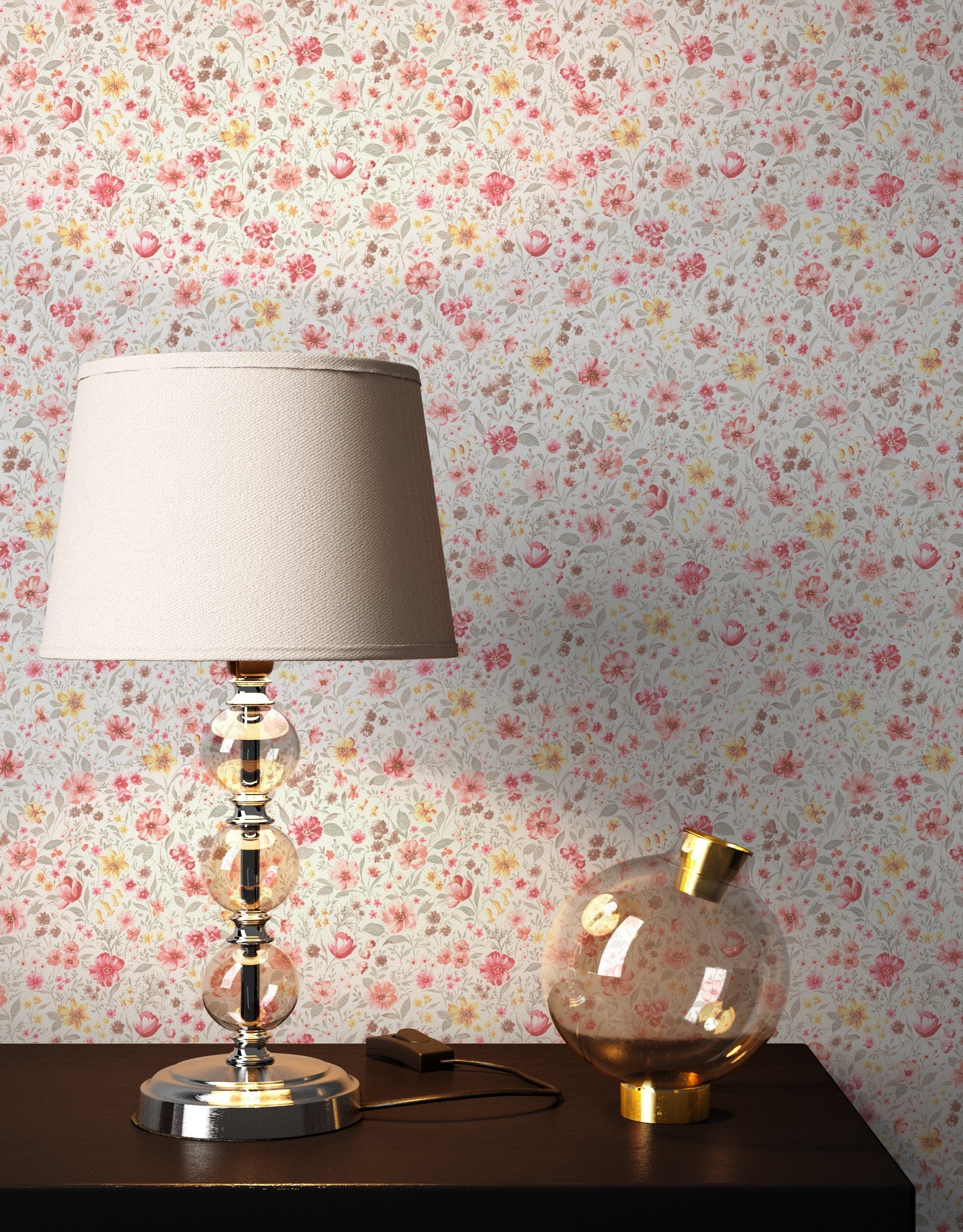 Newroom Vliestapete, Weiß Tapete Landhaus Blumen günstig online kaufen