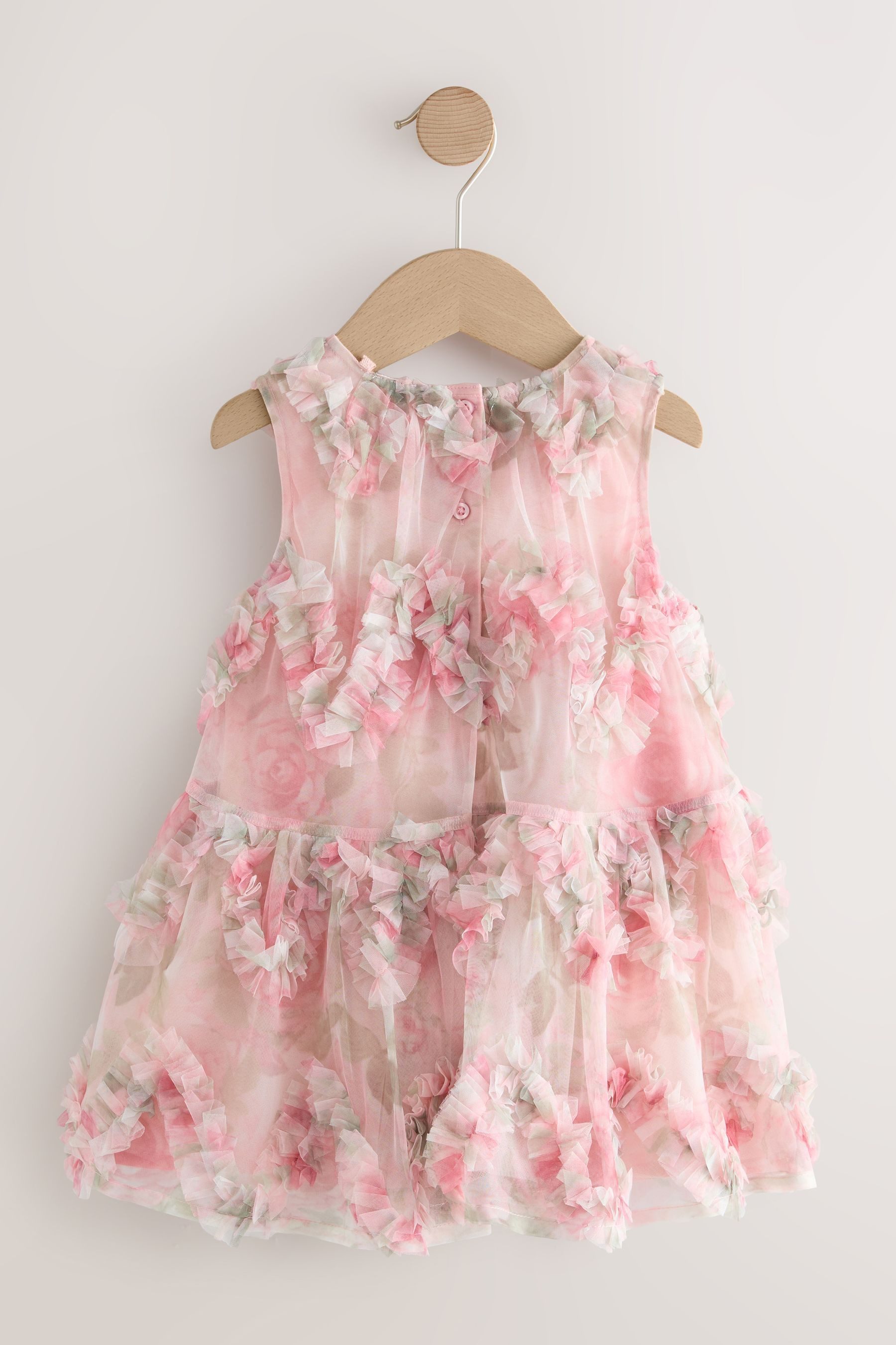 Next Tüllkleid Ärmelloses Mesh-Kleid mit Blumenmuster (1-tlg)