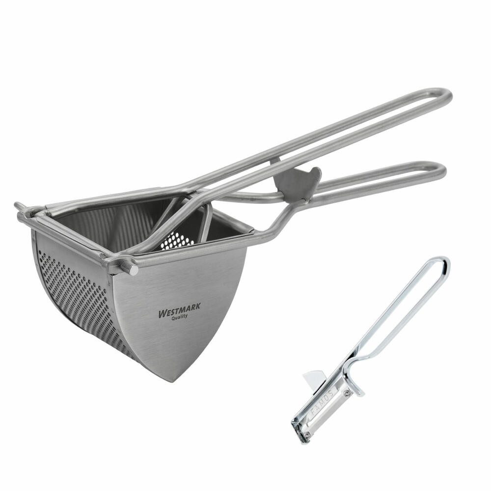 WESTMARK Kartoffelpresse & Sparschäler, 2tlg. Set, Triangel, Famos, Edelstahl, Stahl, leicht zu reinigen, robust, spülmaschinengeeignet, Made in Germany