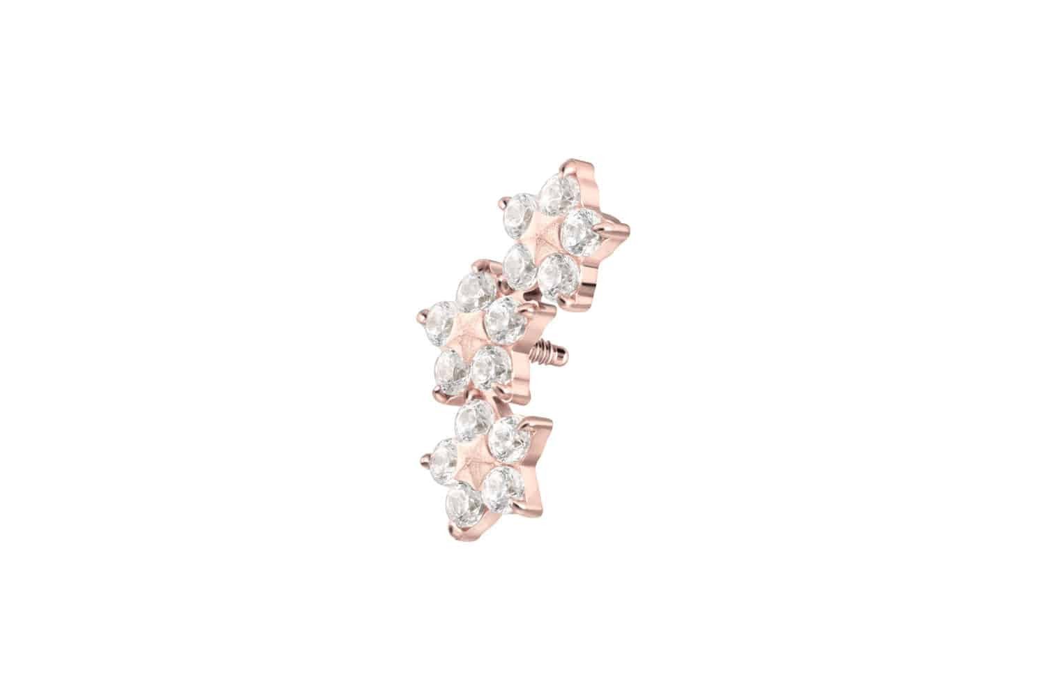 Piercing-Set Titan Schraubaufsatz mit Außengewinde 3 KRISTALLBLUMEN