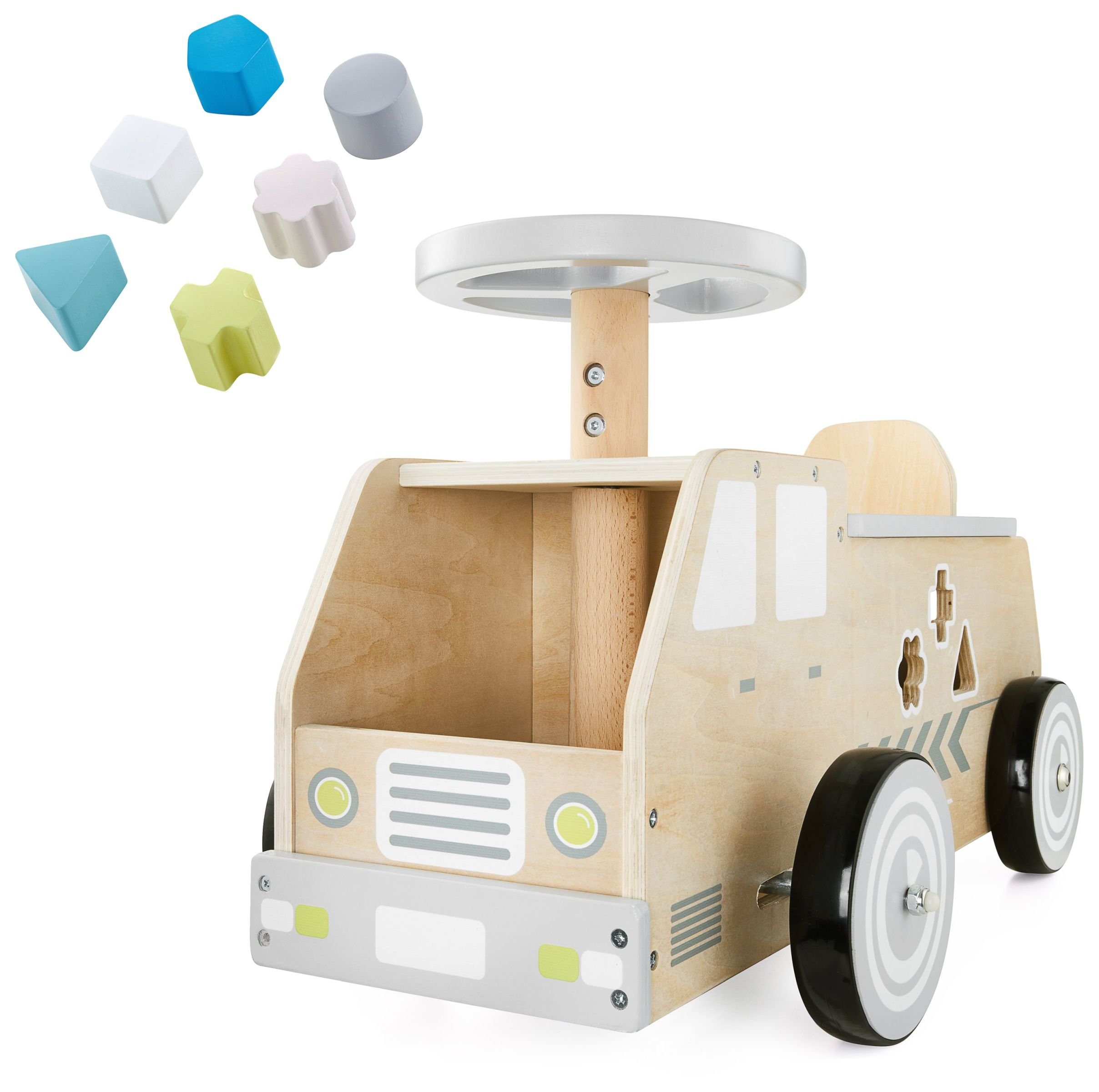 Rutscher Holz-Rutscher mit Formsortierer – 2-in-1 Spielzeug für Kinder