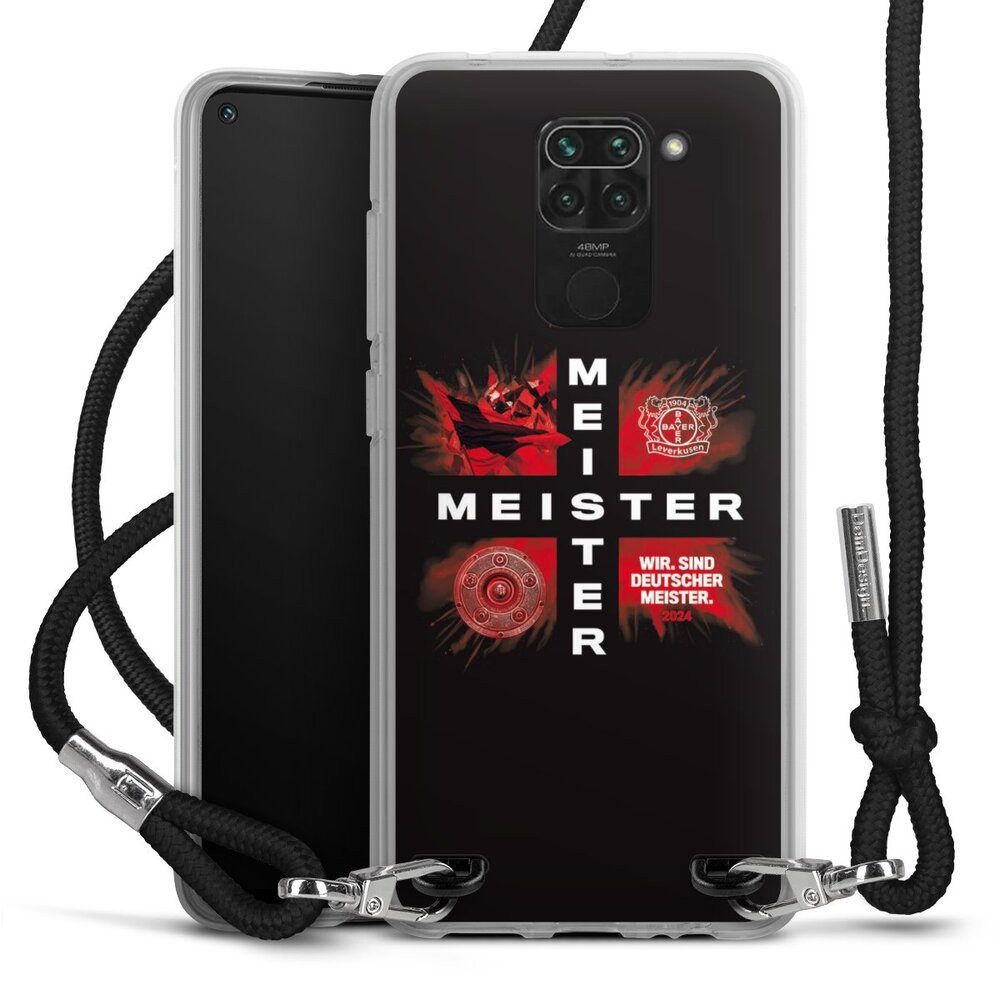 DeinDesign Handyhülle Bayer 04 Leverkusen Meister Offizielles Lizenzprodukt, Xiaomi Redmi Note 9 Handykette Hülle mit Band Case zum Umhängen